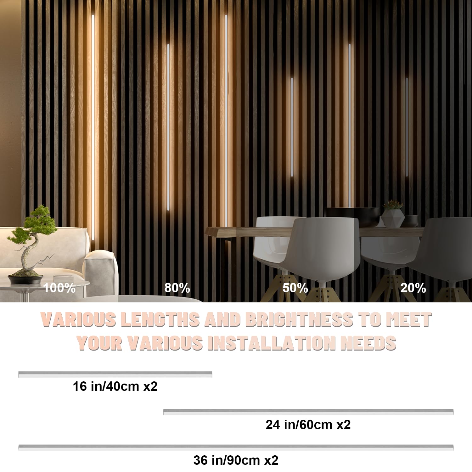Lichaser LED Recessed Lighting, 6 Pcs 3000K Dimmable Warm White Strip Lights, Self-Adhesive for Slat Wall, Model Spider T, 2*