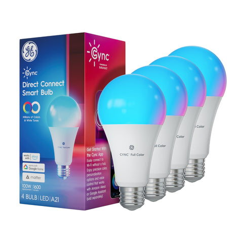 Cync Direct Connect A21 Smart LED Light Bulb, Color Changing Smart