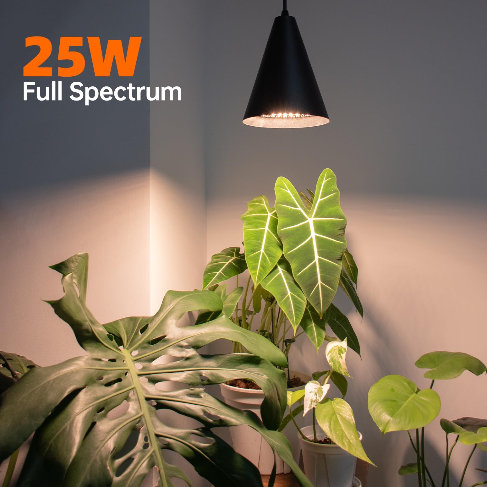 Bstrip Hanging Grow Lights, Full Spectrum Hanging Plant Lights For Indoor Plants, 25W Black Grow Light Bulbs With 16.4Ft Power C