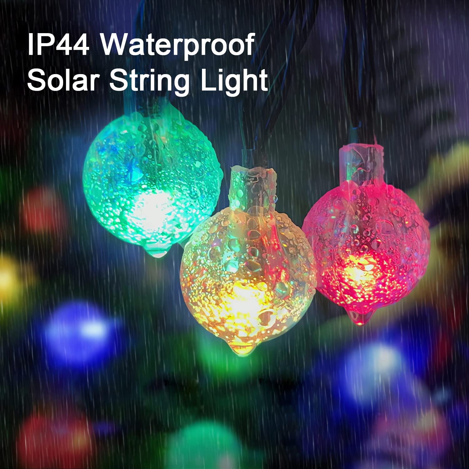 Onstuy 36Ft Solar String Lights, 60 Leds Multicolor Crystal Globe, 8 Modes, Waterproof For Outdoor Decor