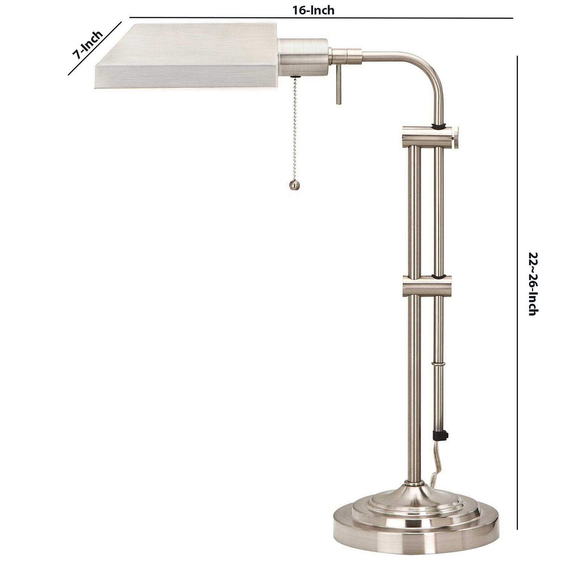 Benzara Metal Desk Lamp with Adjustable Pole, Model BM225084, Silver