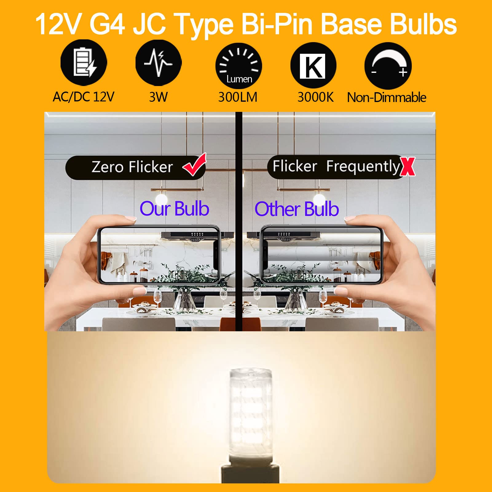 Tupolife G4 Led Bulb 3W 12V  20W -30W Halogen Jc Bulb Replacement  G4 Bi Pin Bulbs Warm White 3000K For Landscape Lighting  Under Cabinet Puck Light  Chandeliers  Track Lamp  10-Pack