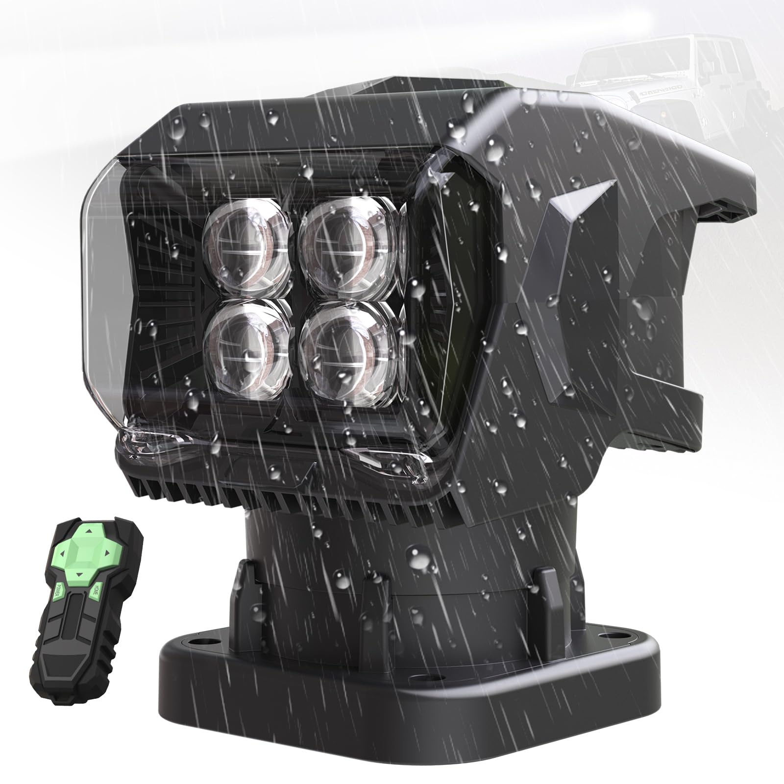 Remote Control Led Spotlight  50W Outdoor Searchlight 360Rotating Automatic Led Spotlight For Truck Boat With 5 Strong Magnets  Waterproof Go Outdoor Spot Lights For 12V/24V