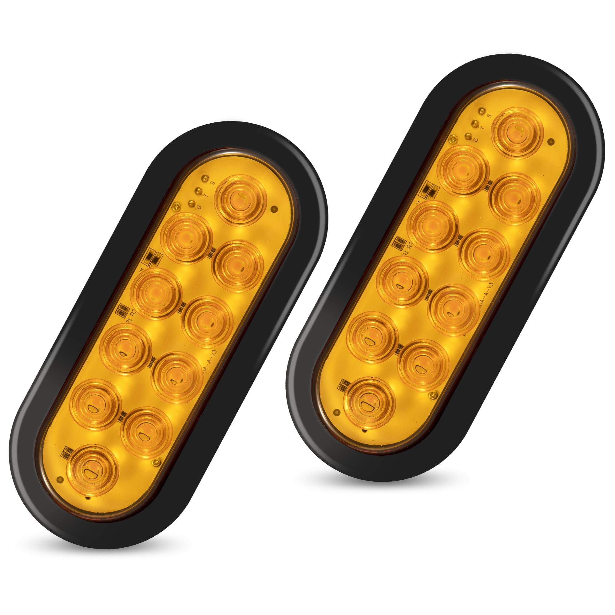 Runhwee 6'' Oval Led Trailer Lights Kit, 2Pcs Waterproof Stop/Turn/Brake Tail Lights With 10 Led Markers For Truck, Rv, Boat, Tr