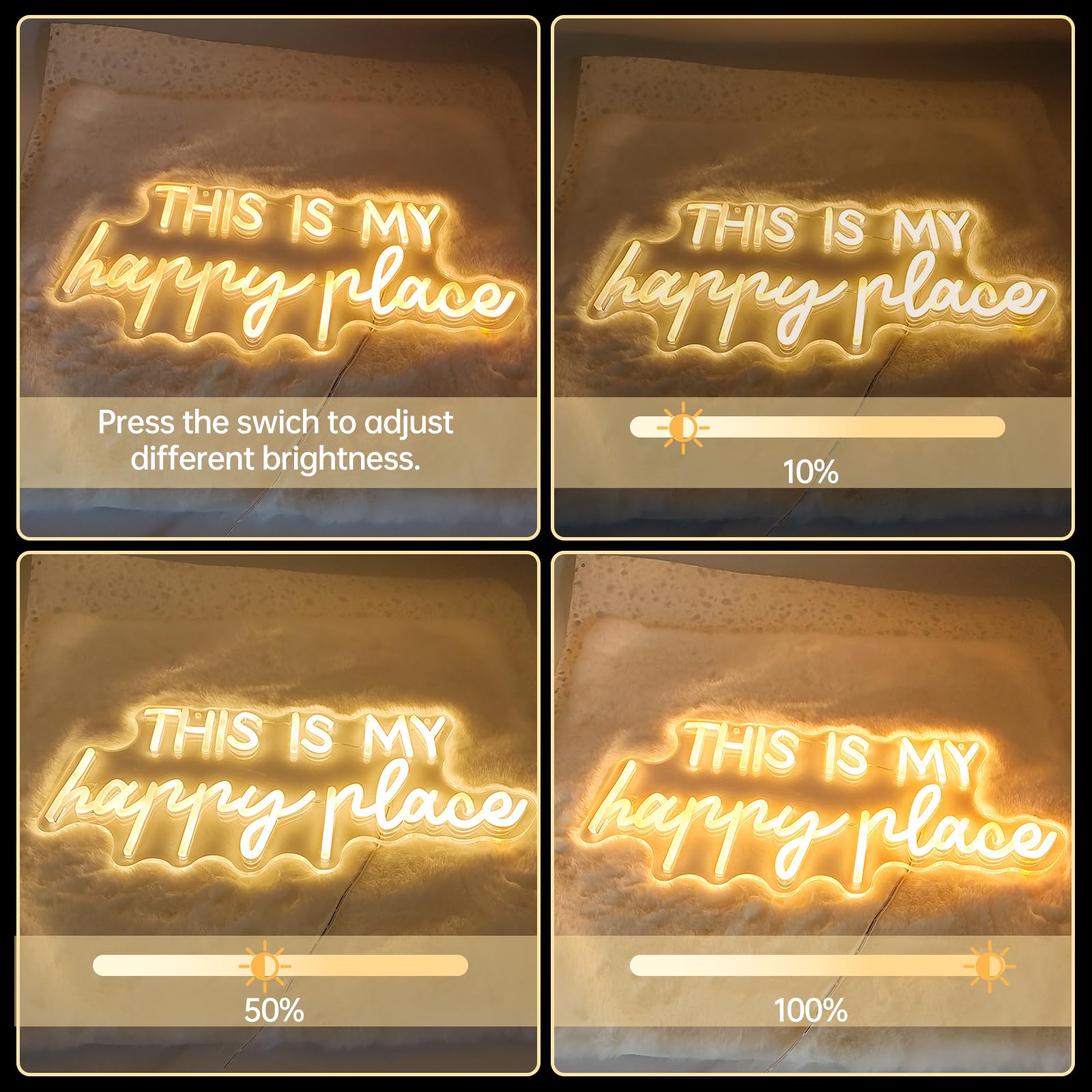 Adnkwolivt Neon Wall Sign - Dimmable LED Decor Light, 16x9 inches, inThis Is My Happy Placein