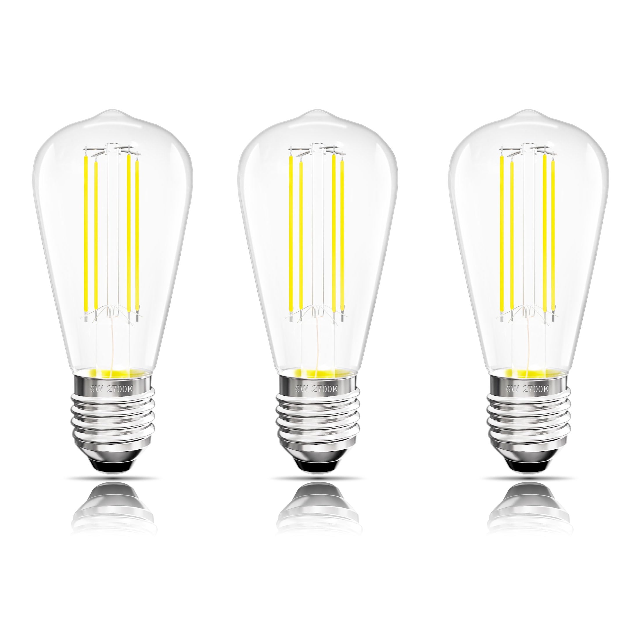 NOVELUX Edison Bulbs E26 Medium Base 2700K Soft White, 750LM ST58 Vintage LED Filament Bulb Clear Glass, Equivalent 75W Dimmable