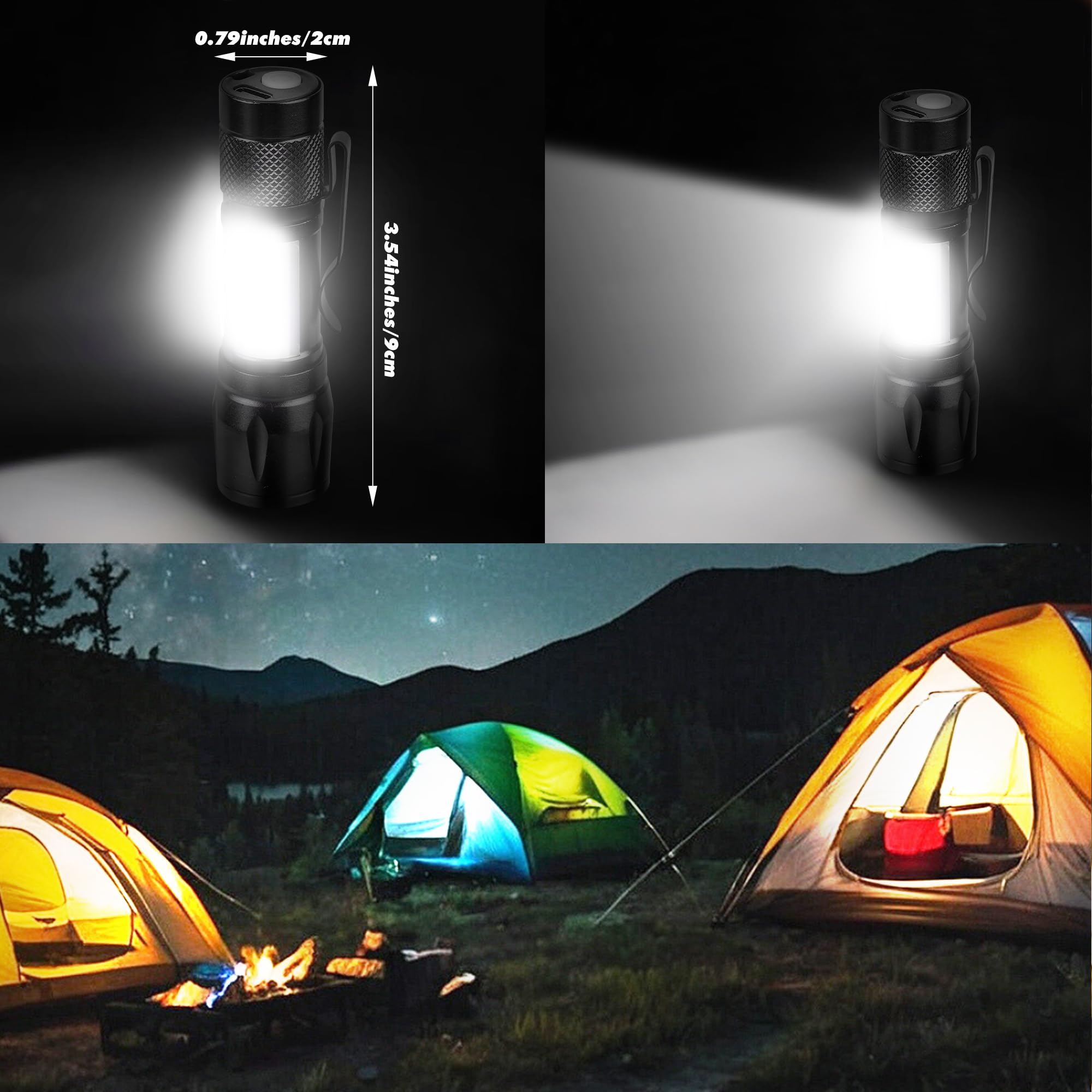 Kunhe Usb Rechargeable Mini Small Led Flashlights Bulk, Camping Lantern Flashlight, Bright High Lumens Edc Flash Light, 10 Pack