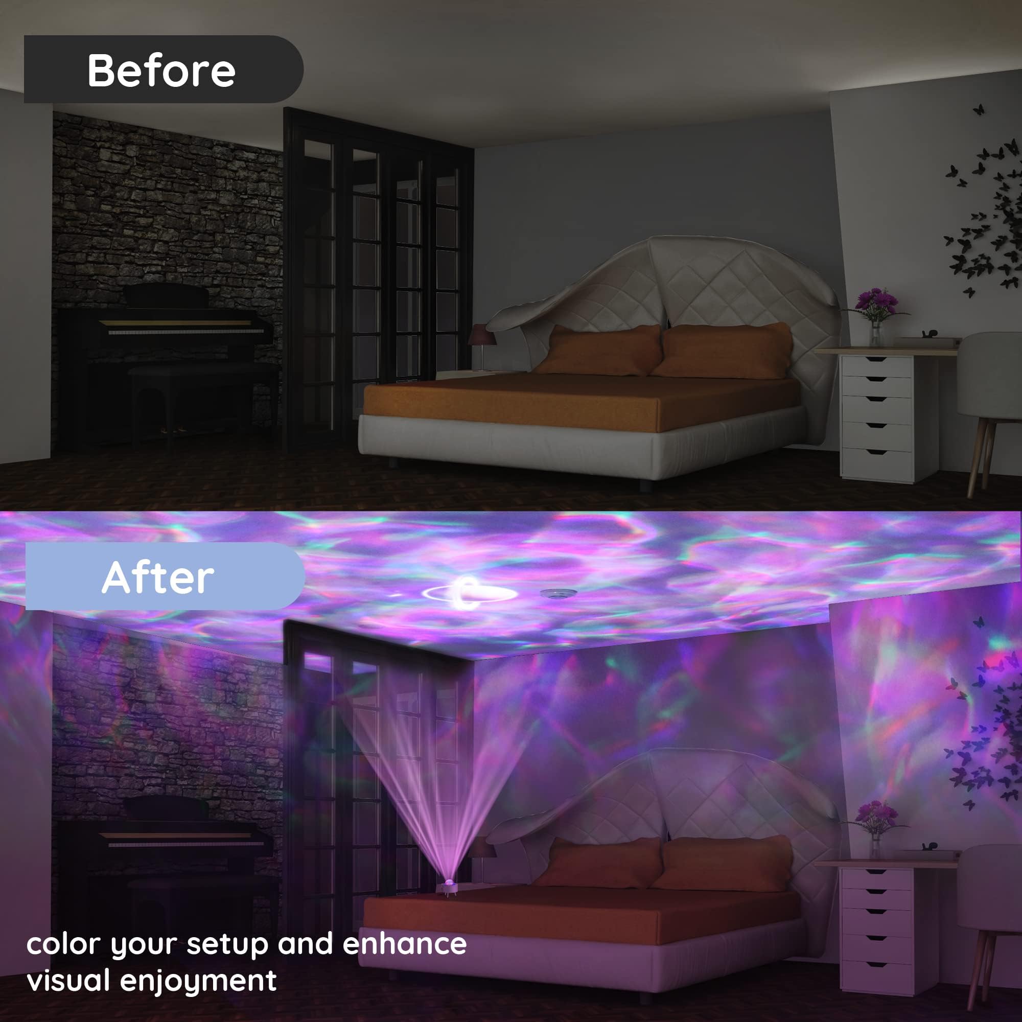 Lumoonosity Ocean Wave Projector - Starry Night Light With Speaker For Kids Room Decor