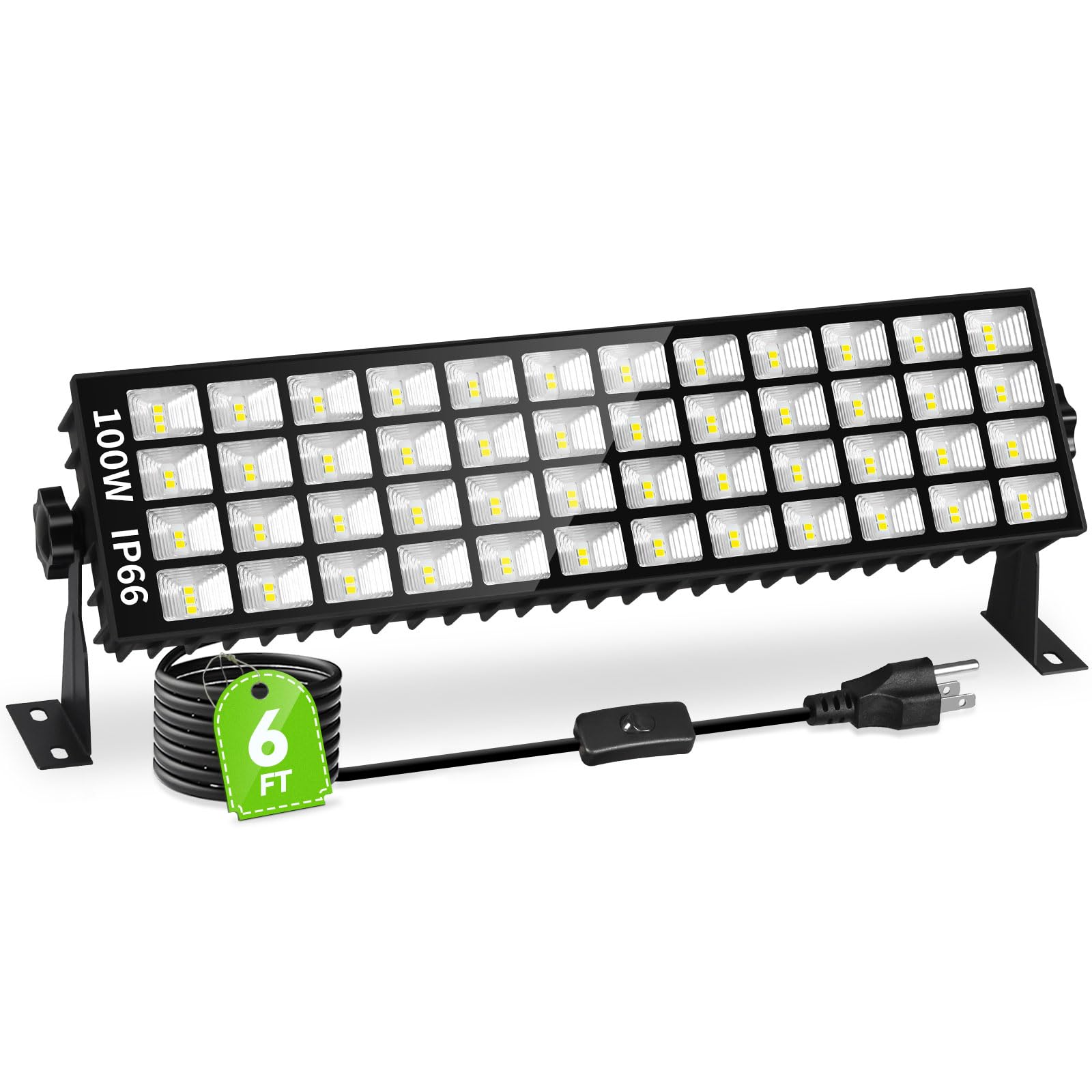 100W LED Shop Light, 14000LM 6000K Plug in Garage Light with 6FT Power Cord, IP66 Waterproof Work Bench Shop Lights for Garage, 