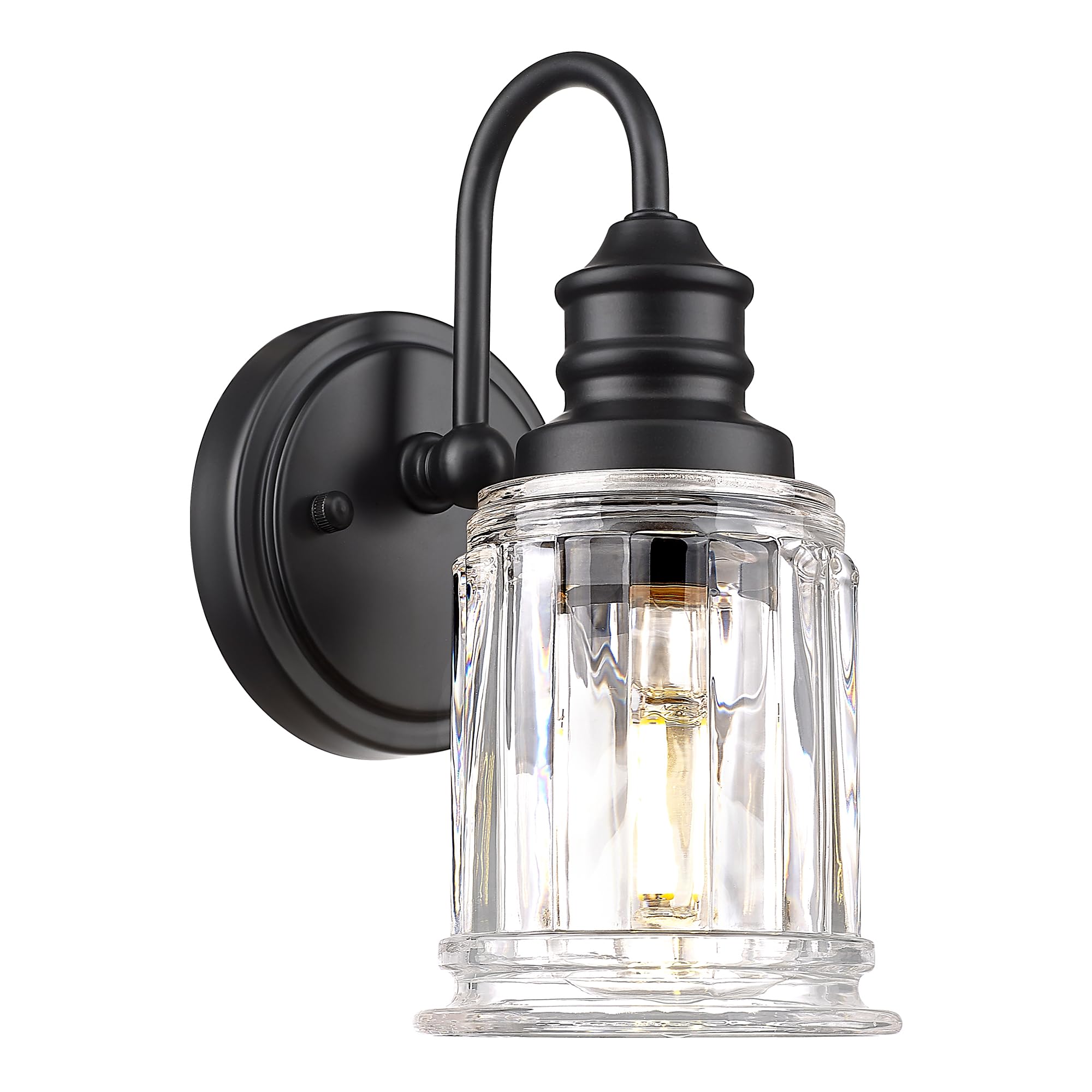 Black Wall Sconces  Hwh Rustic Industrial Wall Lamps  1-Light Sconces Wall Lighting With Bell-Shaped Clear Glass  Bathroom Vanity Light Fixture For Bedroom Living Room Kitchen  5Hzg106B Bk