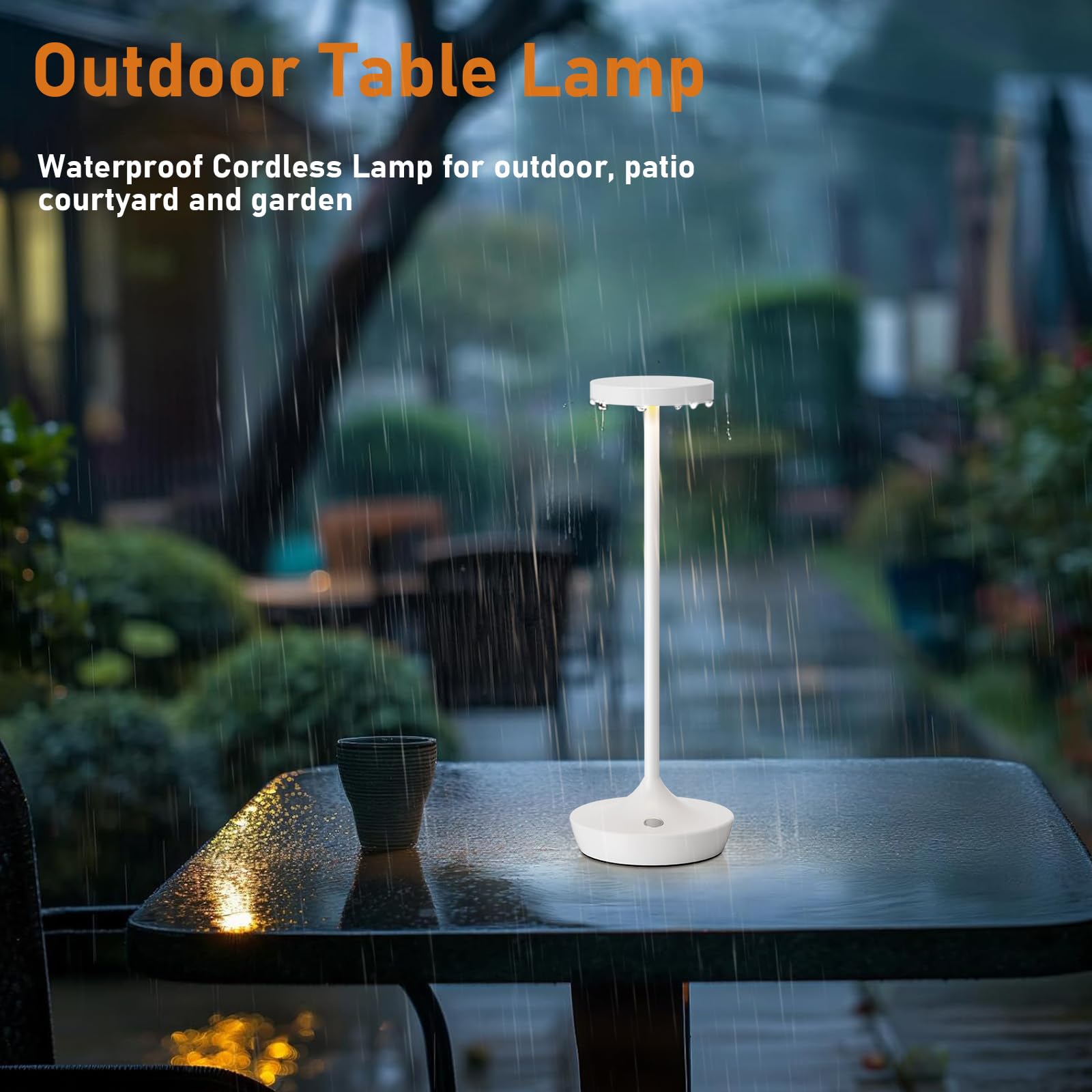 Tpczqj 2 Pack LED Cordless Rechargeable Table Lamp Waterproof IP54 Touch Light Metal White