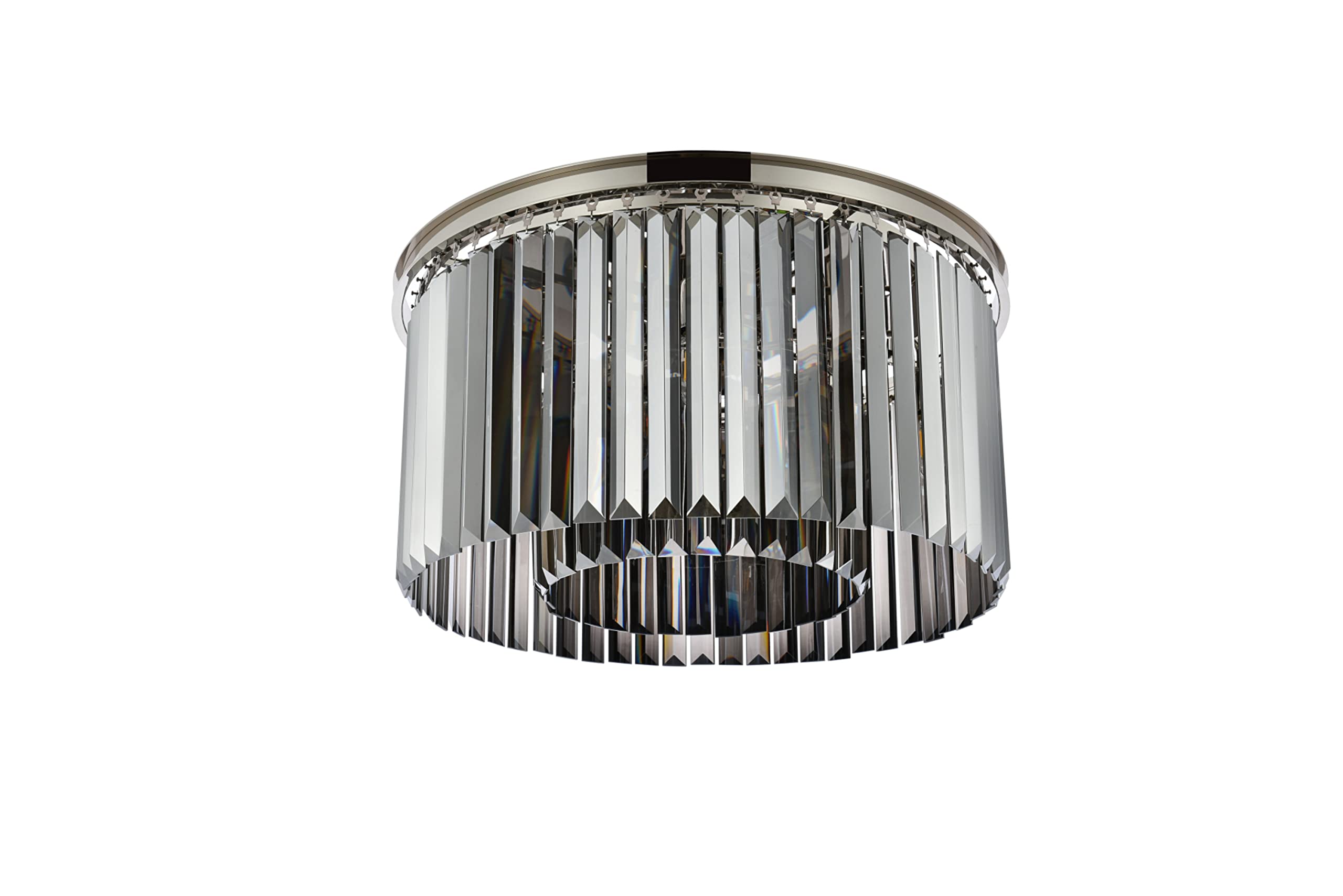 Elegant Lighting Sydney 8 Lt Flush Mount Light Polished Nickel Steel Grey Shade Model 1238F26PN-SS/RC