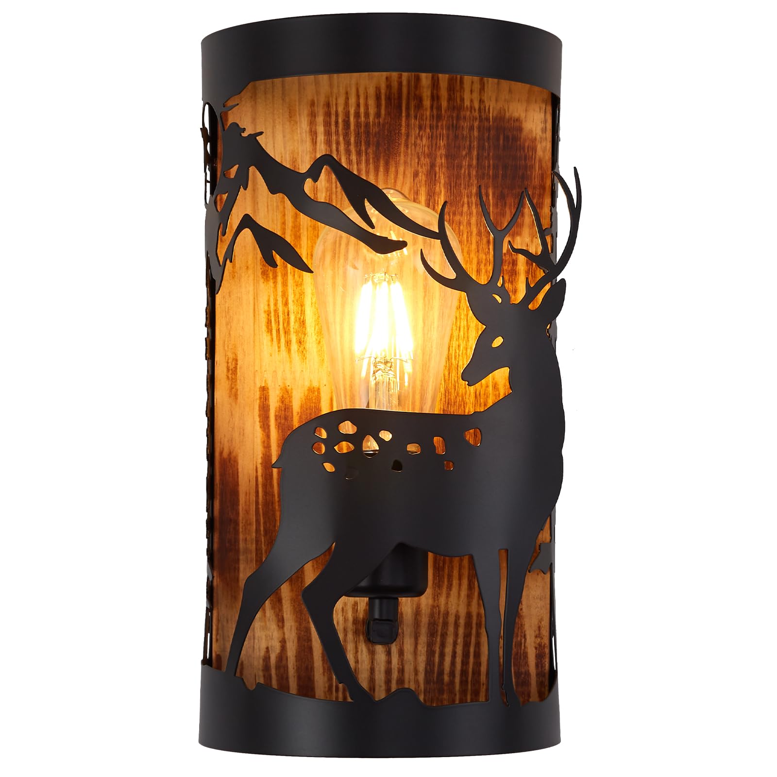 Monaxon Rustic Deer Sconces Wall Lighting - E26 Modern Industrial Fixtures For Indoor Use