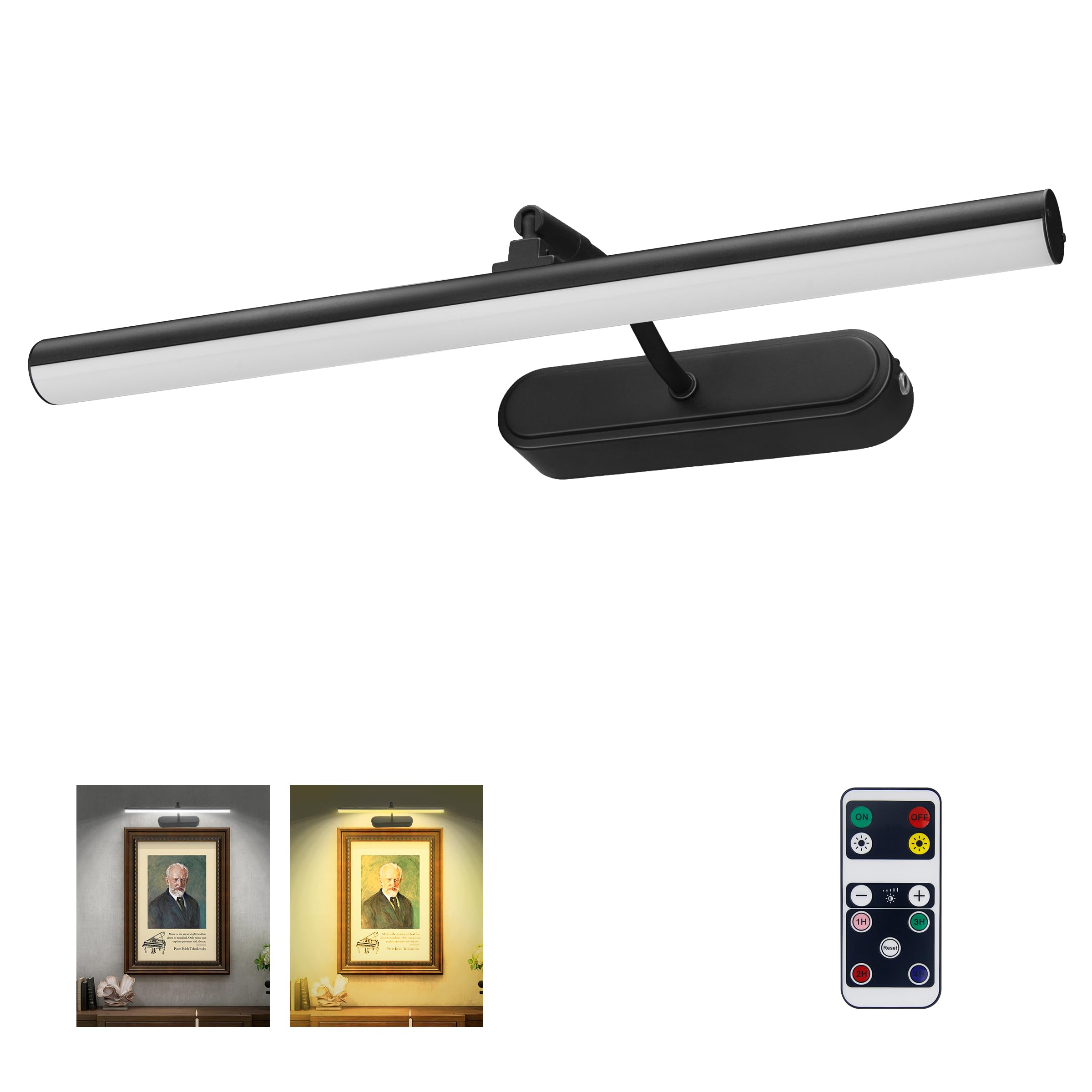 RAIFOOLLY Picture Light,3AA Battery Wall Lights,Wireless Art Lights for Paintings,Remote Control Accent Light with Timer and Dim