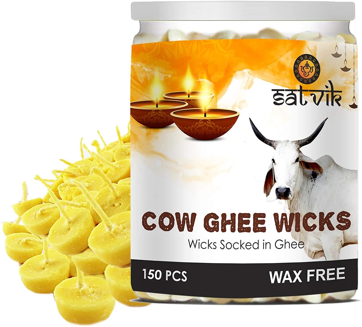 Craftsman Pure Cotton Ghee Wicks for Puja - 150 Pcs - GHEEWICKS - Ideal for Home and Mandir Diwali Pujan Accessories