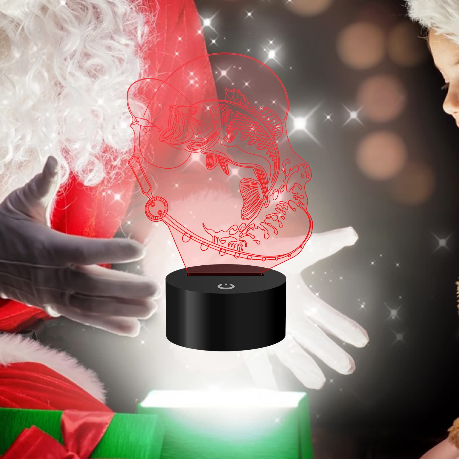 Yklworld 3D Fishing Lamp Illusion Led Night Light Touch Fish Desk Table Lamps 16 Color Change Usb Charging/Battery Powered Home