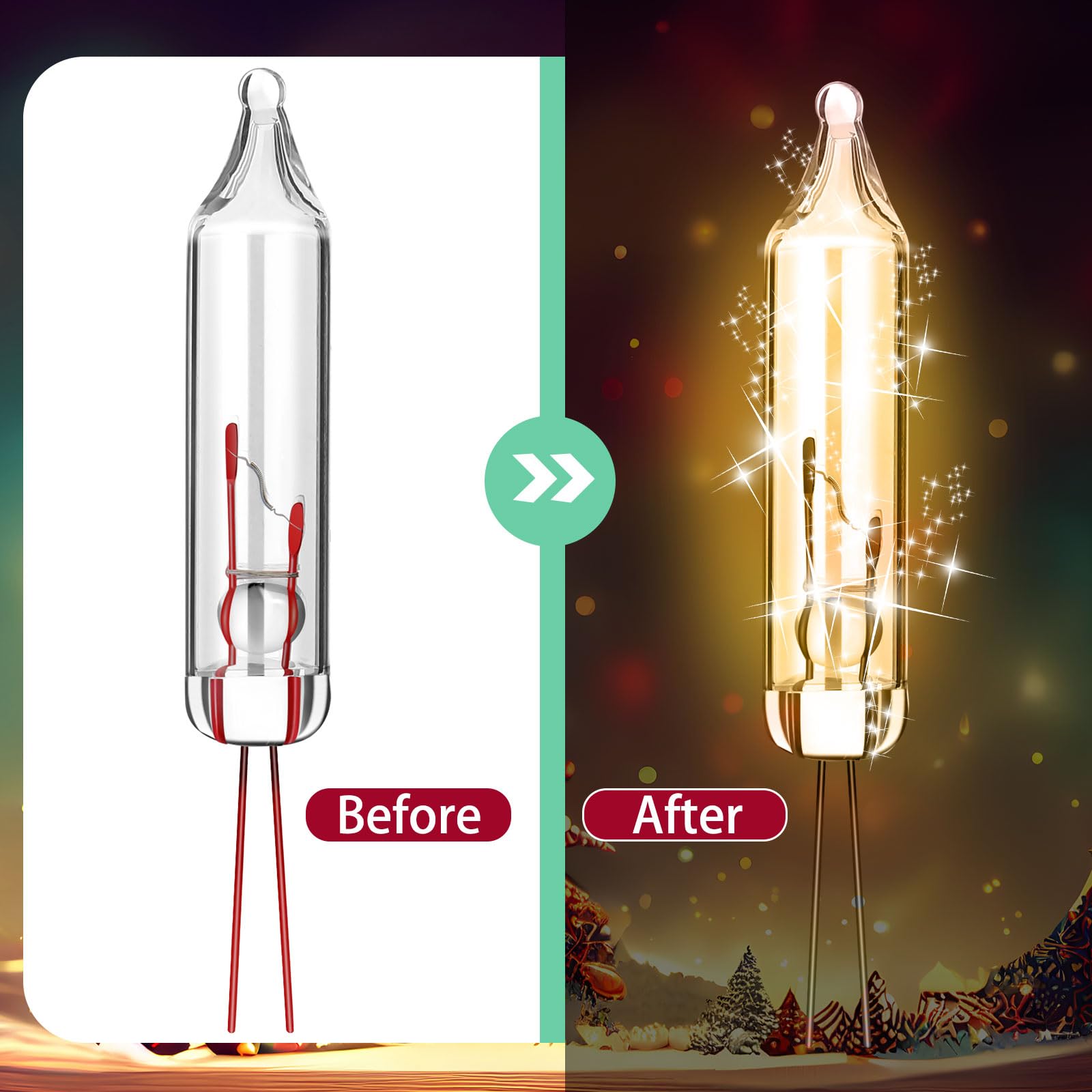 Mudder 100 Pcs Christmas Mini Replacement Light Bulbs, Warm White, 2.5V*0.1A, Indoor/Outdoor String Lights for Holiday Decor