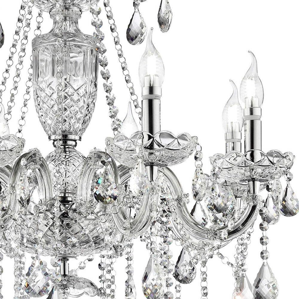 HomeRoots Candle Style Empire LED Ceiling Light, 37 in., Transparent Glass, Model 468891