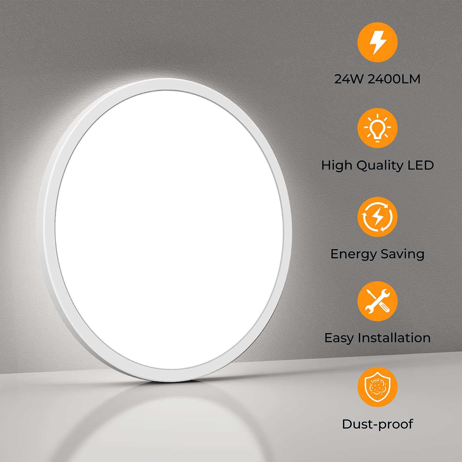 Matane 6Pack 12 Inch Led Flush Mount Ceiling Light Fixture, 24W Led Ceiling Light 3000K/4000K/5000K Selectable, Low Profile Ceil