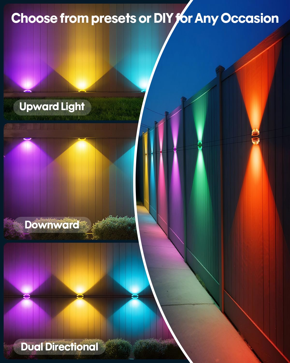 PIYOOPDR 100FT RGB-IC LED Outdoor Lights, IP67 Waterproof, App/Remote Control, Black, Model JG-001W-10