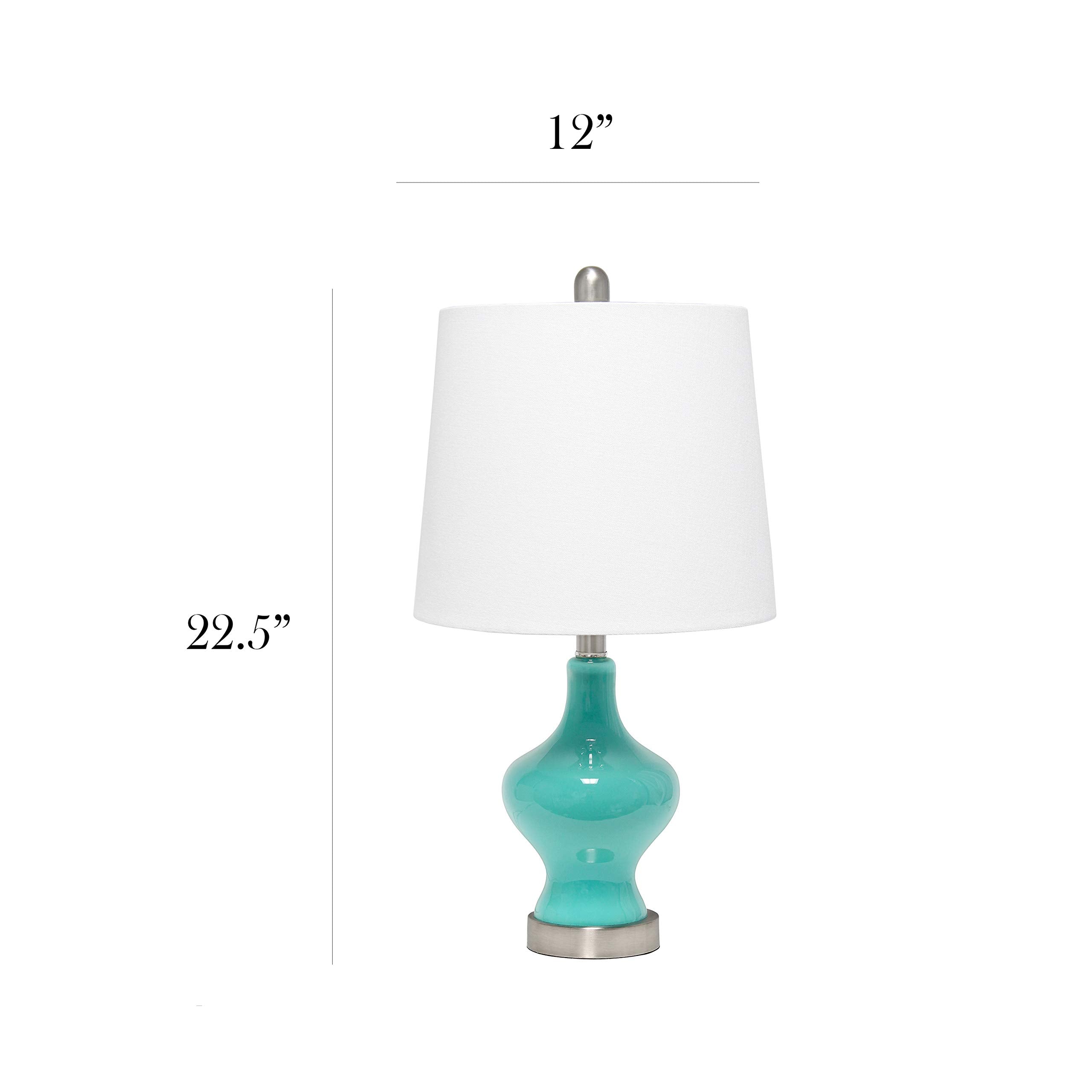 Elegant Designs LT3317-TEL Glass Table Lamp, Gourd Shape, Teal