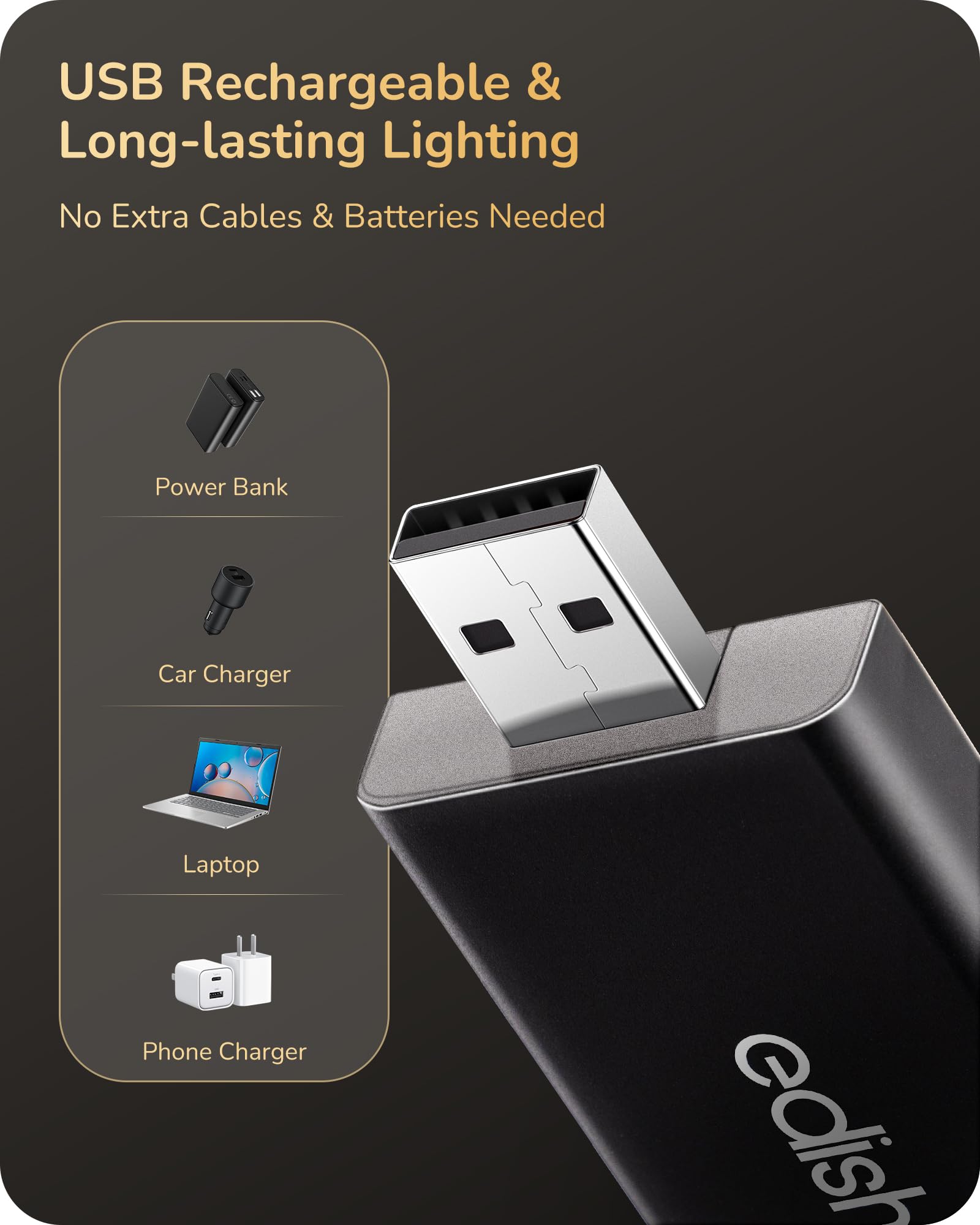 EDISHINE Book Light for Reading at Night, 3 Colors & Stepless Dimming Brightness, USB Rechargeable, LED Bookmark Lamp in Bed wit