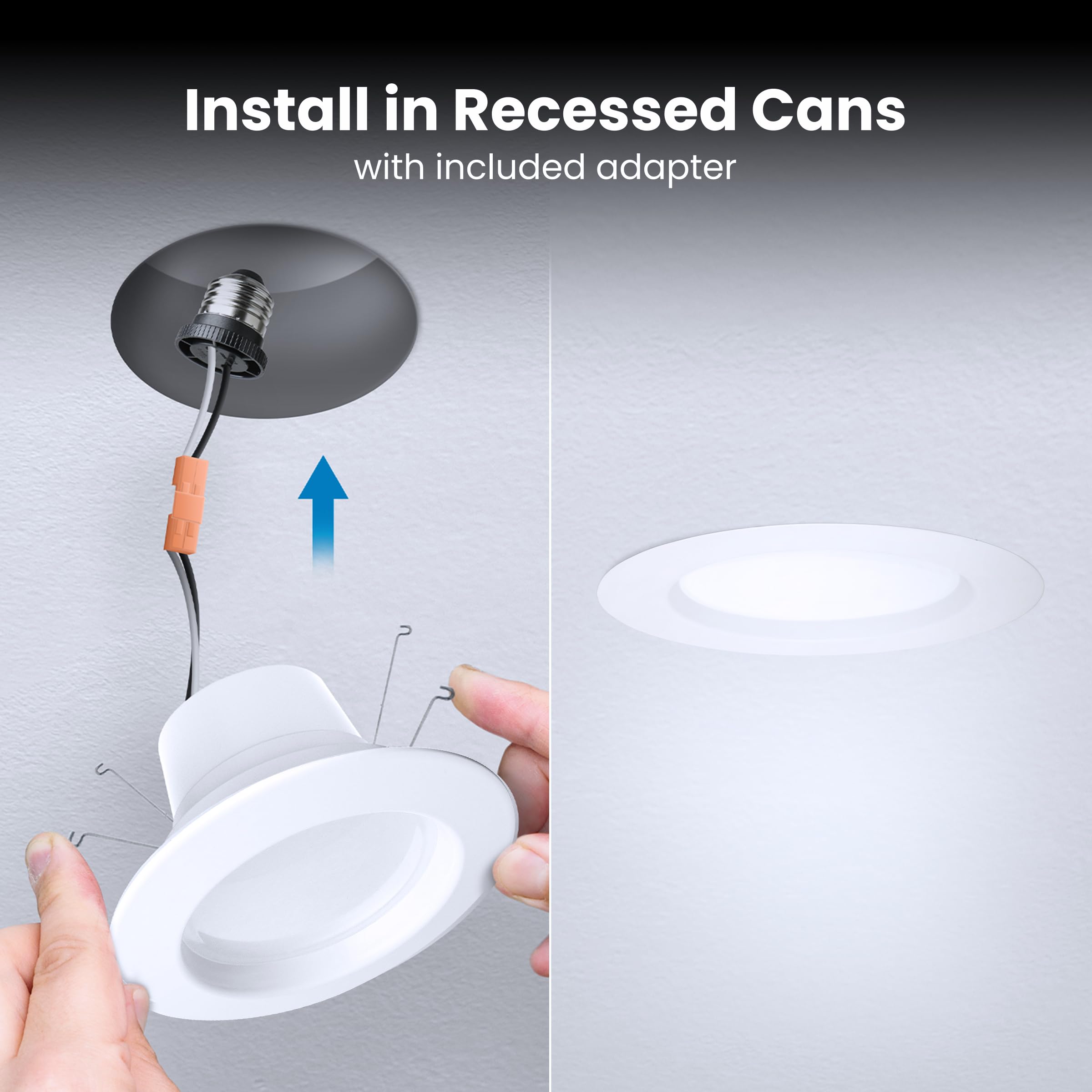 Feit Electric 6-Way LED Downlight Retrofit Kit, 75W Equivalent, 5/6-Inch Dimmable, Adjustable White 2700K-5000K, 50