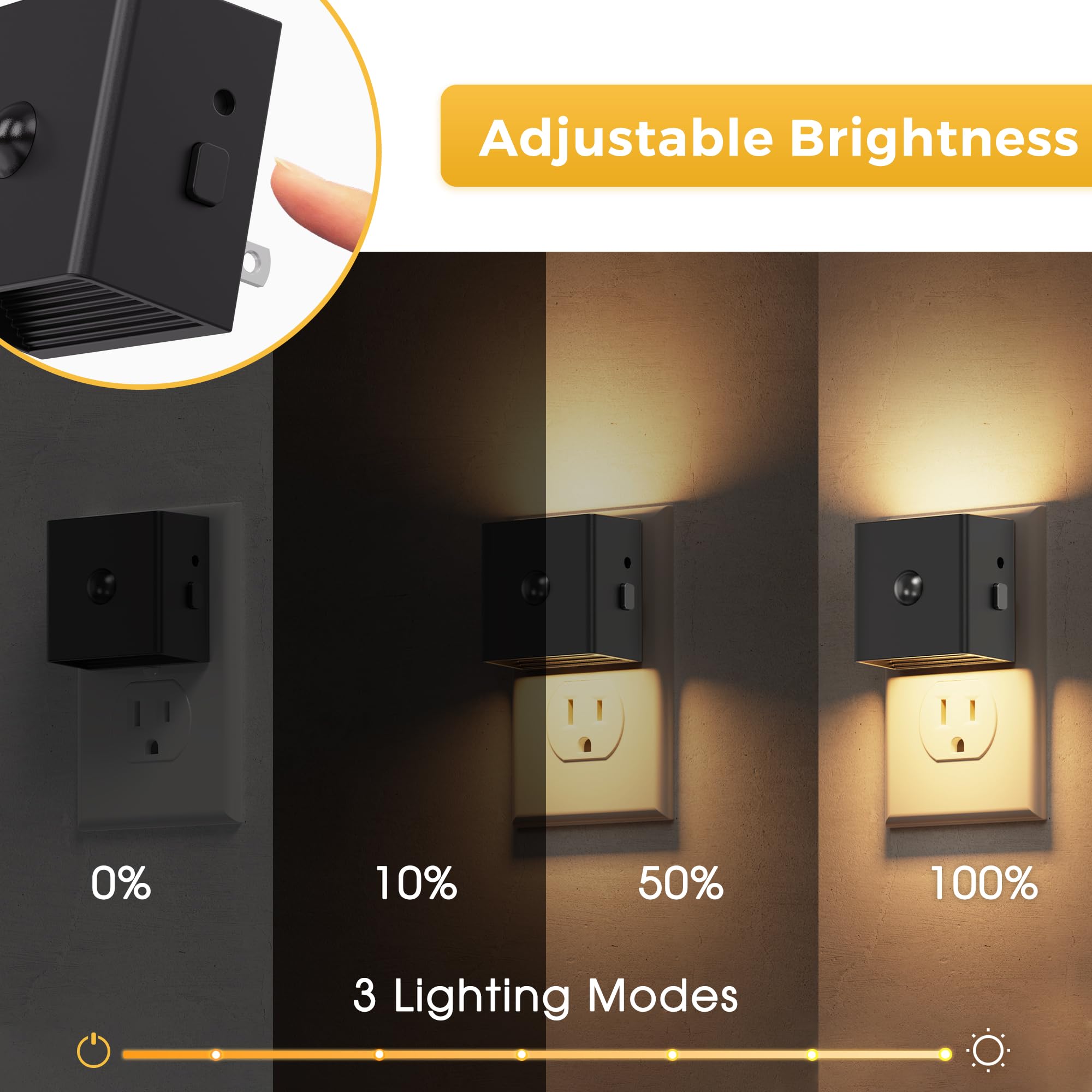 L LOHAS LED Motion Sensor Night Light,[4-Pack] Plug in Night Light with Dusk to Dawn Sensor,Brightness Adjustable,3000K Soft Whi