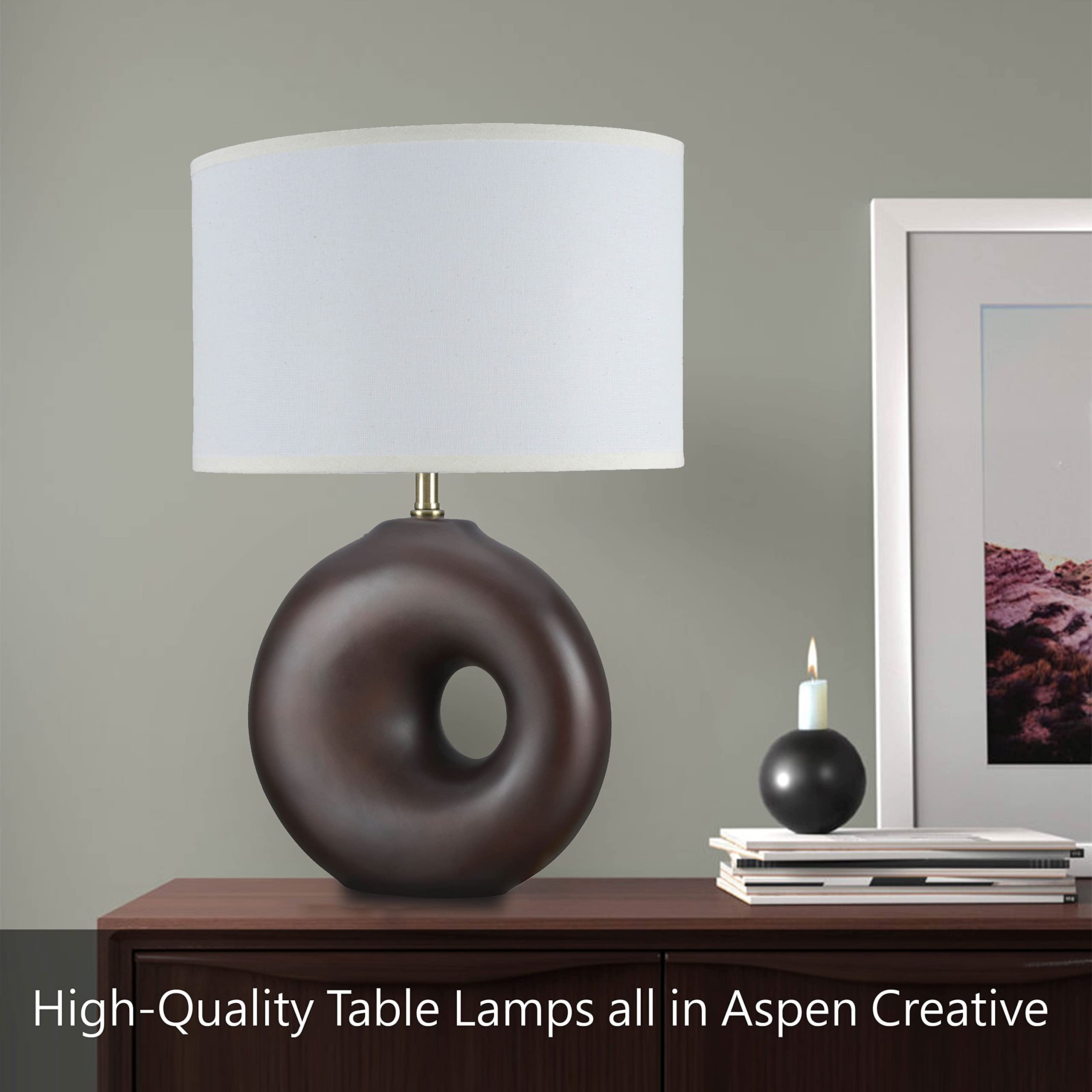 Aspen Creative 40084-3 Candlestick Table Lamp, 1 Light, Satin Nickel, 14.25in High, Black, 2-Pack Set