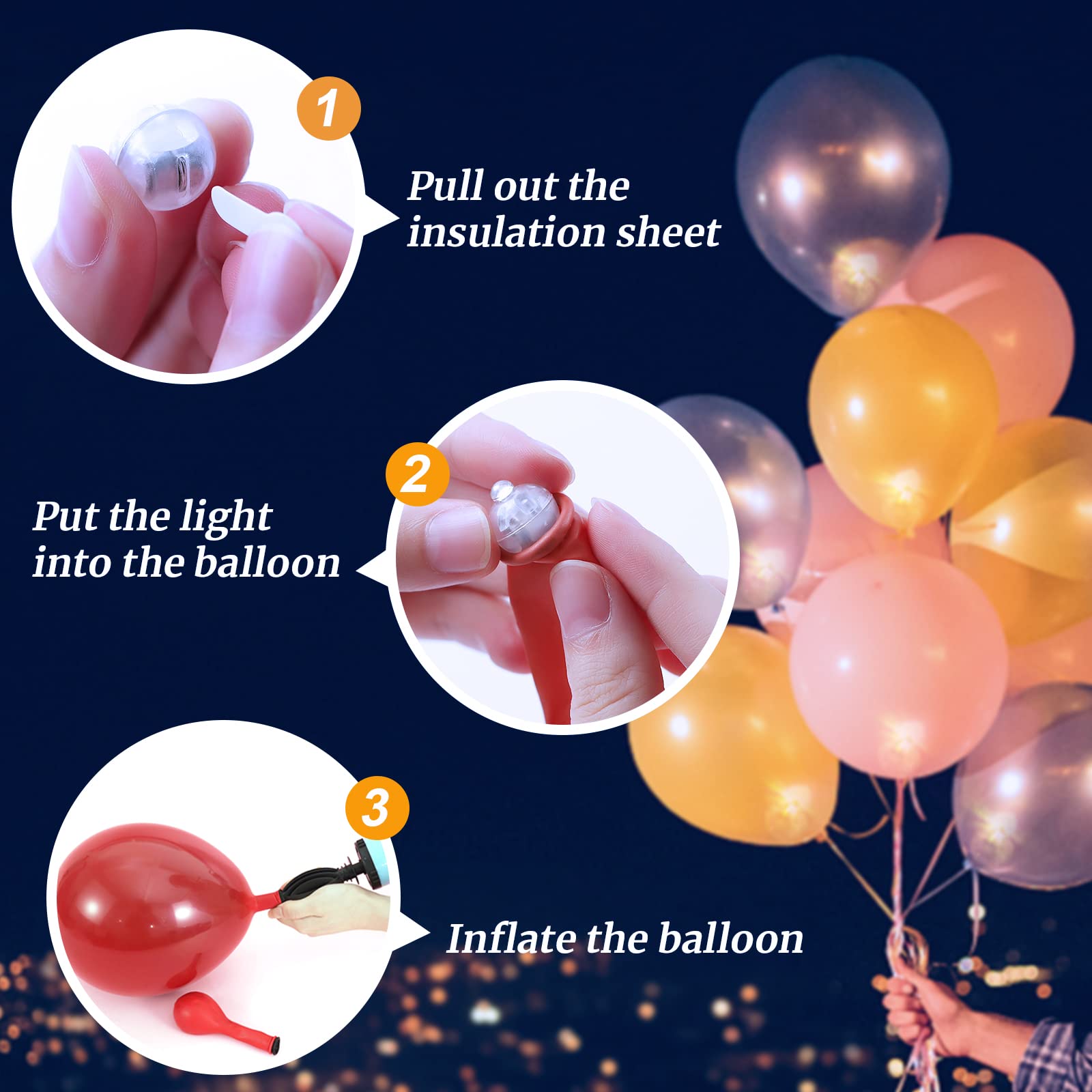 Zgwj Led Lights, 100Pcs Mini Balloons Light Up Balloons For Party Decorations - Flash Blue, Battery Powered, Wide Use, Easy To O
