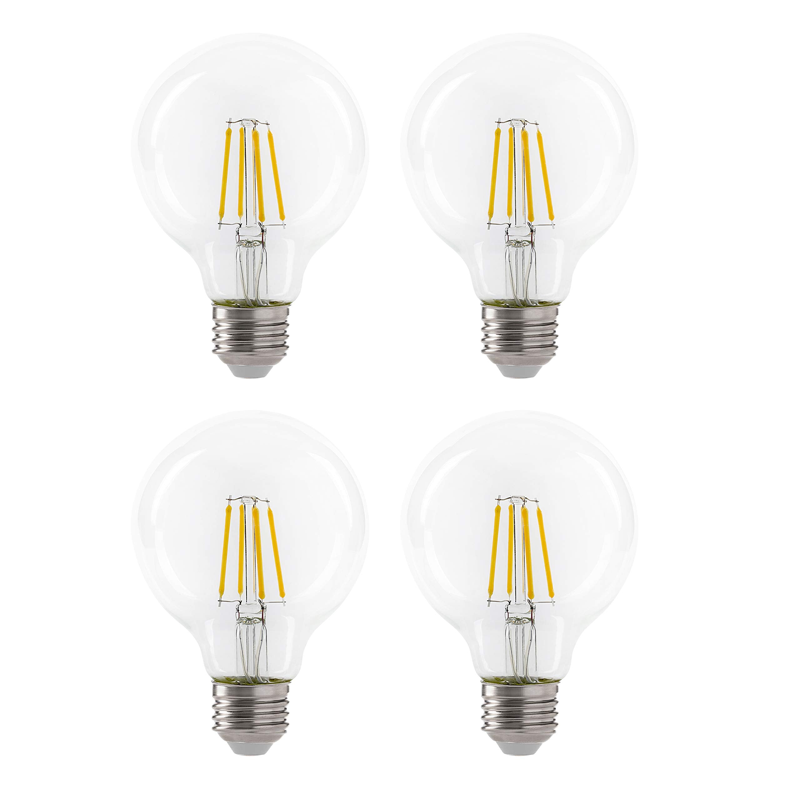 LED 4.5W G25 Clear Globe Filament Light Bulb, 40W Equivalent, 470 Lumens, 2700K Soft White, E26 Medium Base, Dimmable, 120V, Ene
