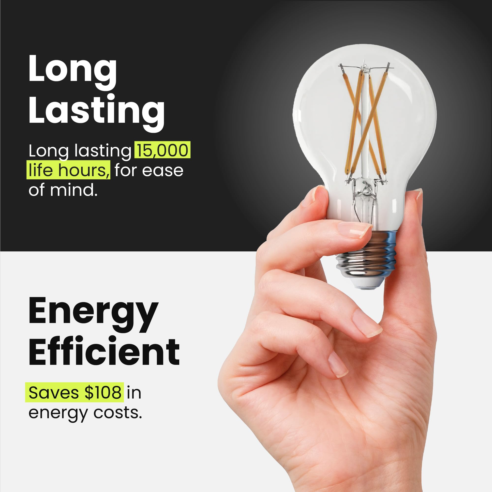 Feit Electric A19 Led Light Bulb, 75W Equivalent, Dimmable, E26 Base, 2700K Soft White, 1100 Lumens, Clear Glass Filament Light