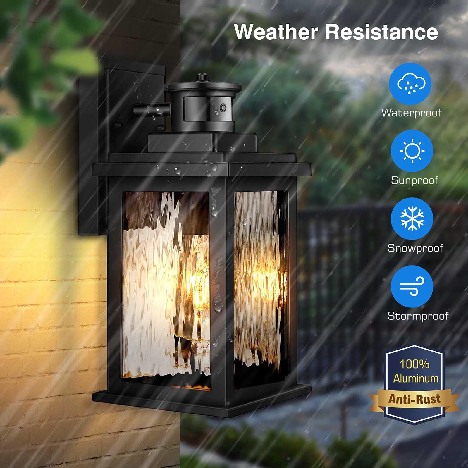 VIANIS Motion Sensor Porch Lights Outdoor, Dusk to Dawn, Waterproof Black Aluminum Wall Sconce, Model V81011K