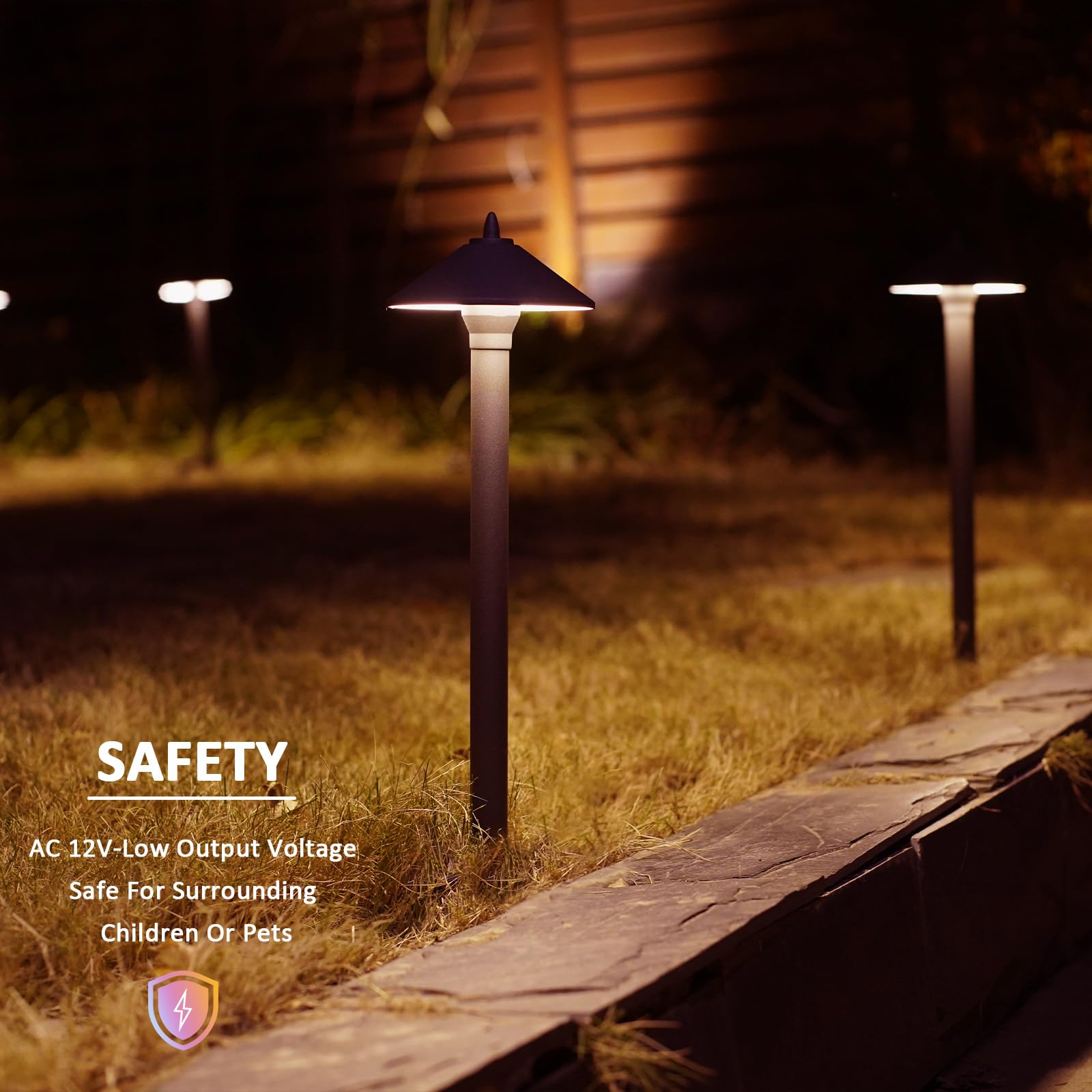 Malibu Pro Style Pathway Lights Outdoor Landscape Lighting Kit 8Pk Low Voltage 10W Halogen 25 Lumen Walkway Lights 12V Ac Warm White Metal Hardwired Path Lights With Connectors And Spike Stakes