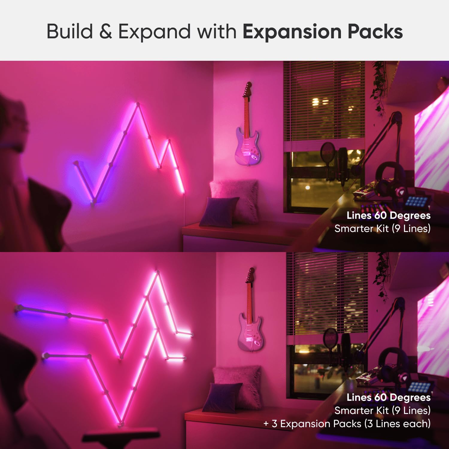 Nanoleaf Lines Starter Kit - WiFi Smart RGBW LED Wall Lights, 9 Light Lines, Multicolor, Model NL59-K-0003LW-9PK