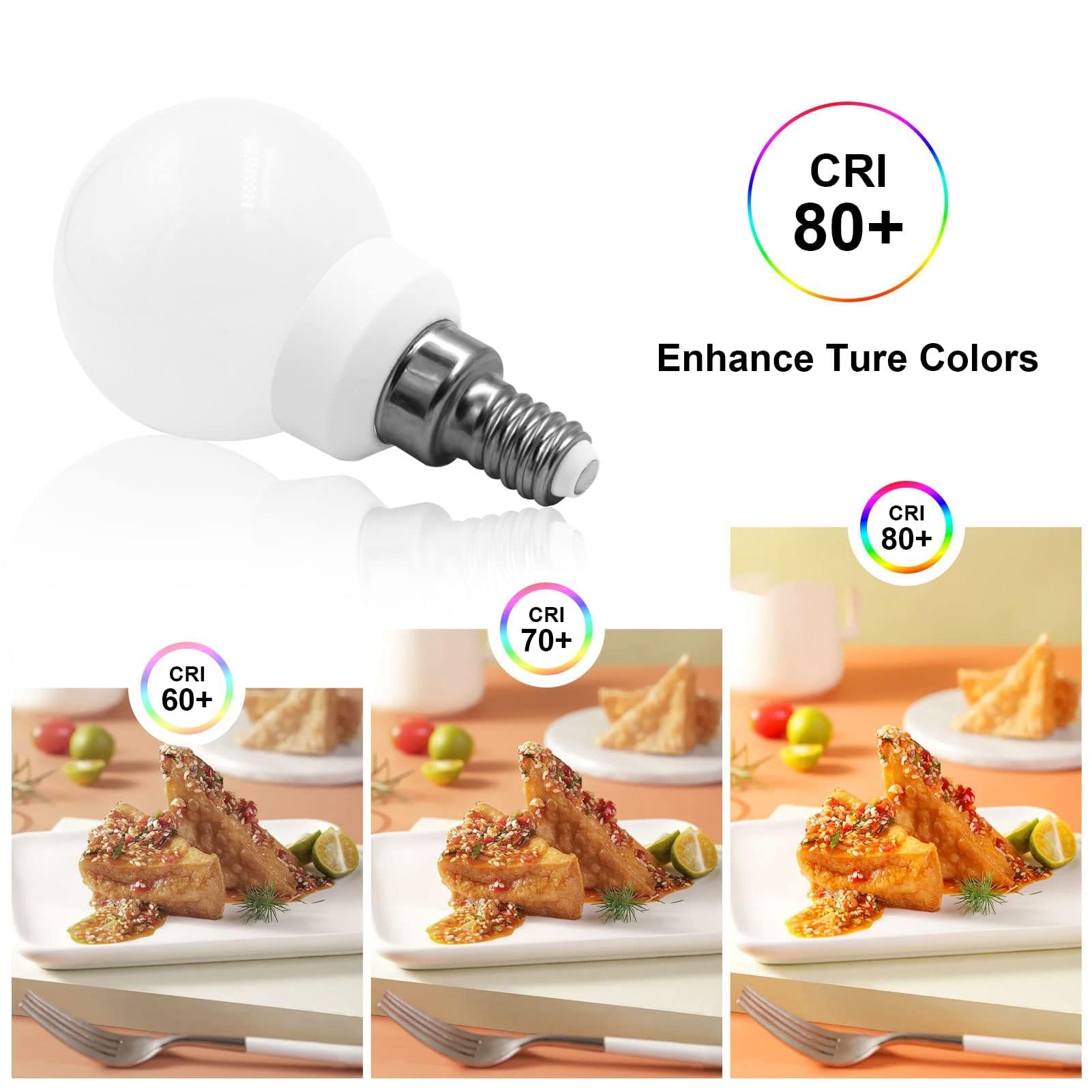 Lflampon Led Light Bulb 6000K Daylight White Candelabra E12 Base Lightbulbs 110V 3W G14/G45 Small Bulbs 25W Equivalent 260Lm Vanity And Ceiling Fan Chandelier Landscape Lighting 2-Pack Non-Dimmable