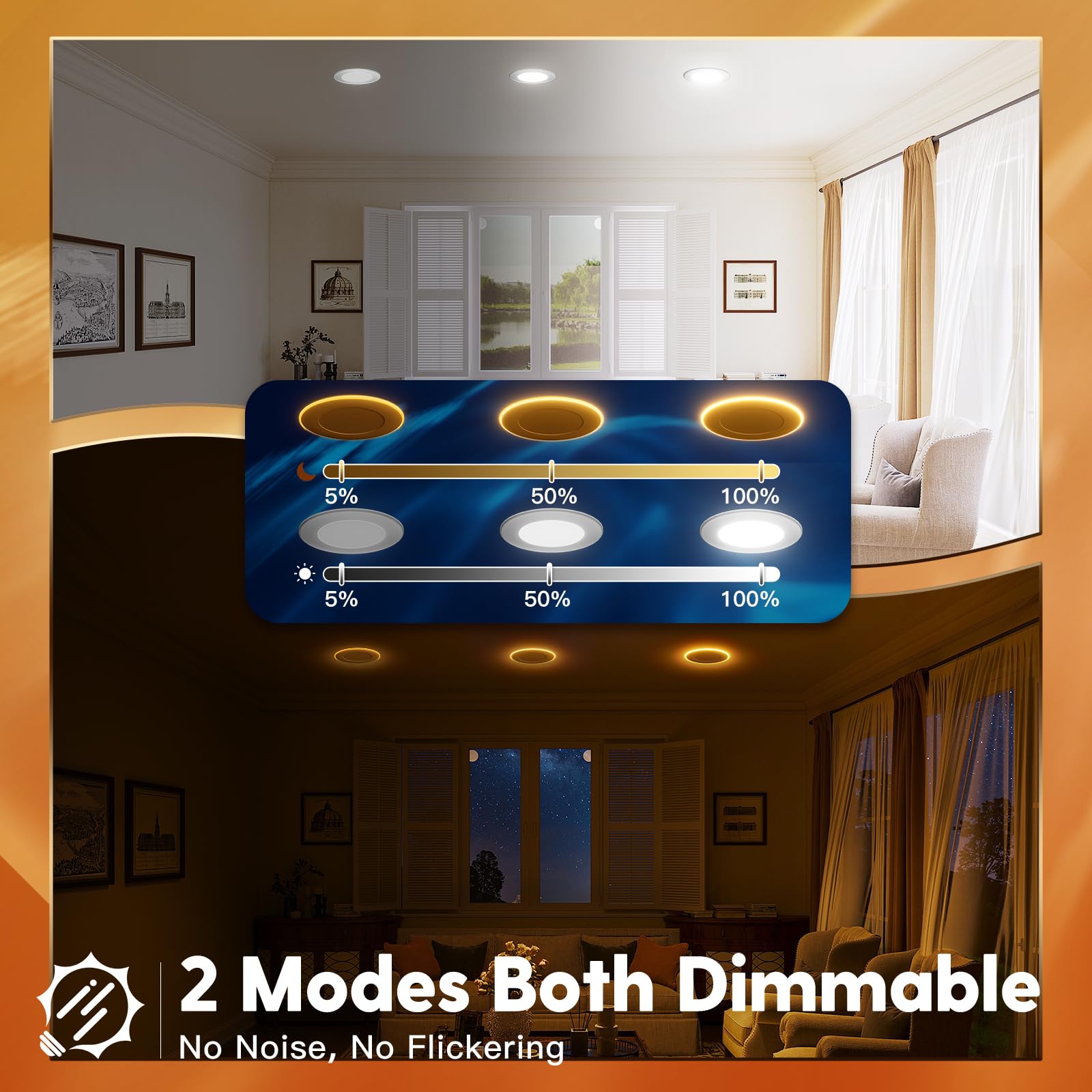 FREELICHT 12 Pack 6" LED Recessed Can Light, 5CCT Dimmable, 1000LM, ETL & FCC, Night Light, Polycarbonate