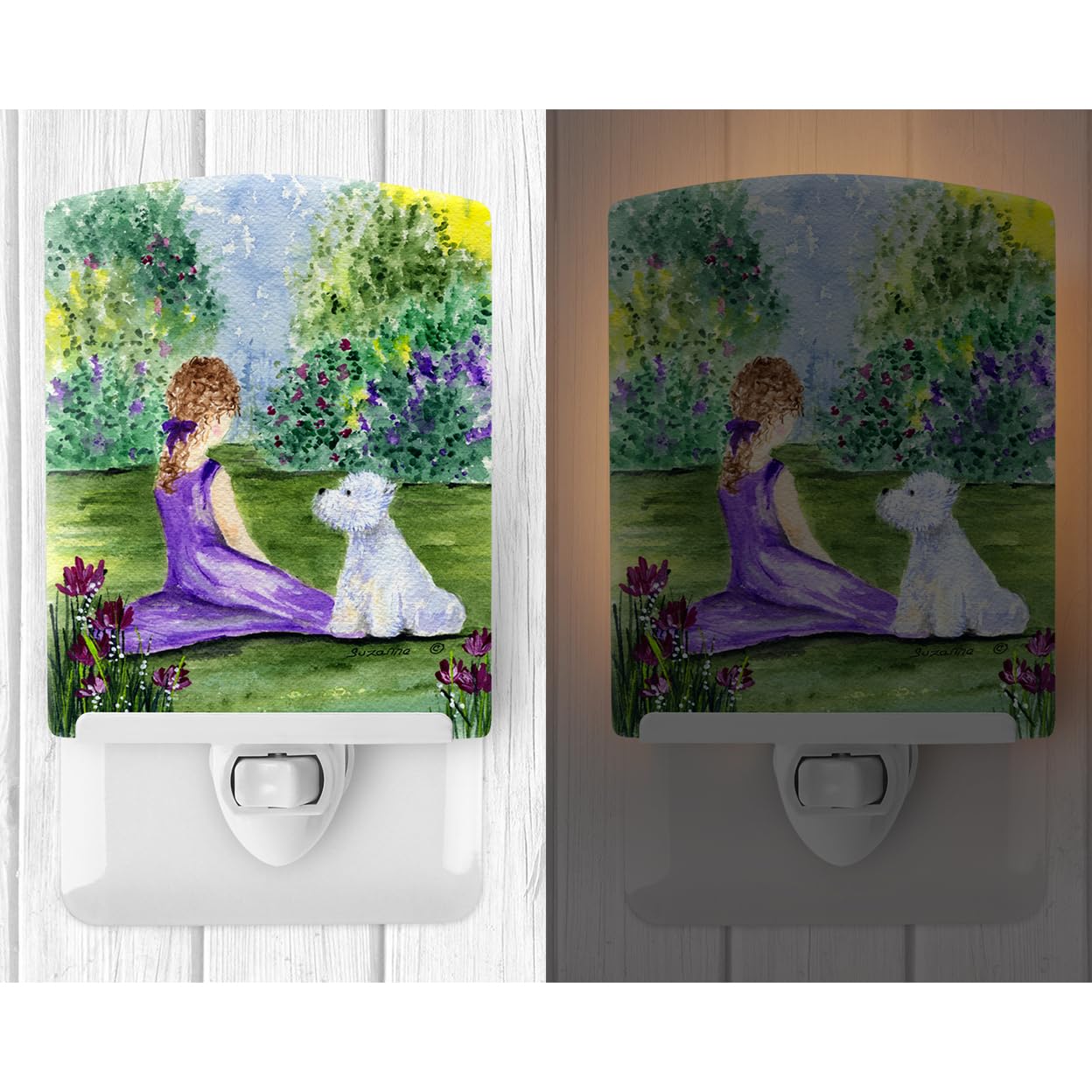 Carolines Treasures Westie Ceramic Night Light, UL-Certified, 6x4x3 inches, Multicolor, Model SS8246CNL