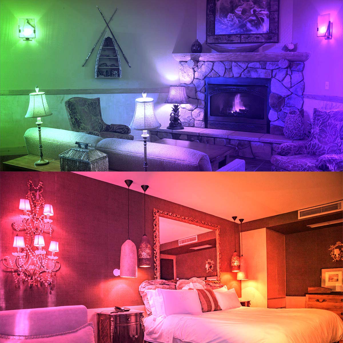 HEKEE E12 B11 LED Candle Light Bulbs, Color Changing, 450 Lumen, 5W, RGB + 2700K Warm White, 10 Pack
