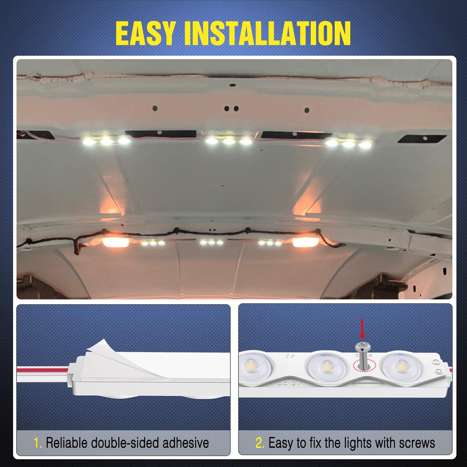 Nilight 60Leds Van Interior Light Kits 12V White Led Ceiling Lighting Kit For Truck Van Rv Boats Caravans Trailers Lorries Trans