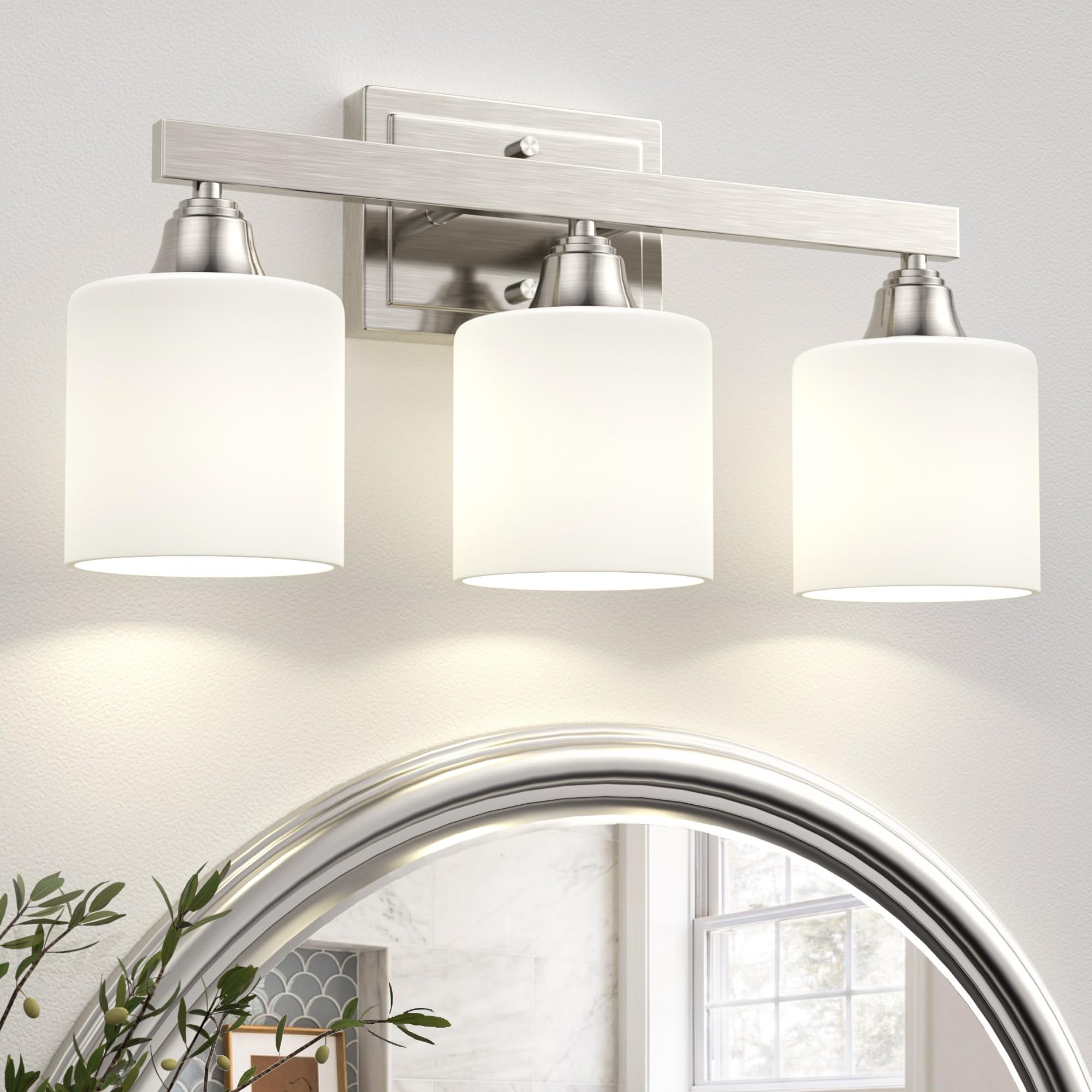 Volisun 6-Light Bathroom Light Fixtures, Brushed Nickel Bathroom Vanity Light Over Mirror, Modern Vanity Light For Bathroom With