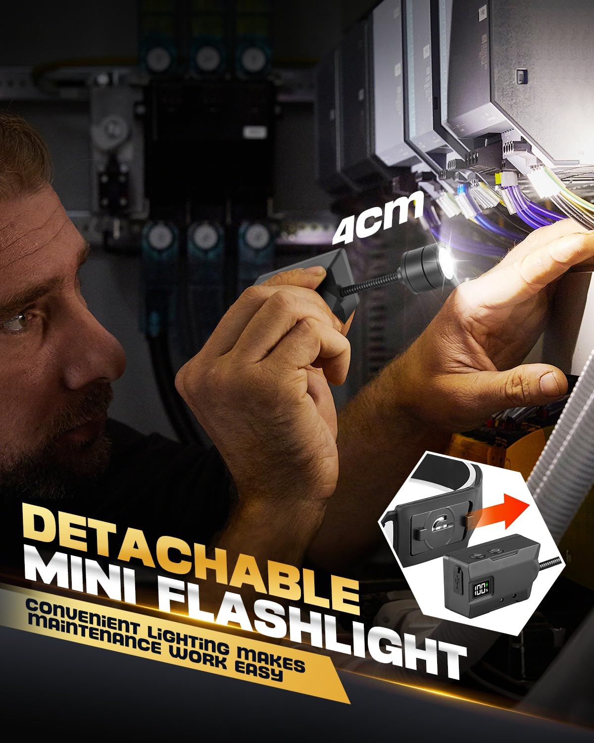 Maraiss Rechargeable Headlamp, 230° Wide Beam, 7 Modes, Detachable, Black, Model CY500, 1 Pack