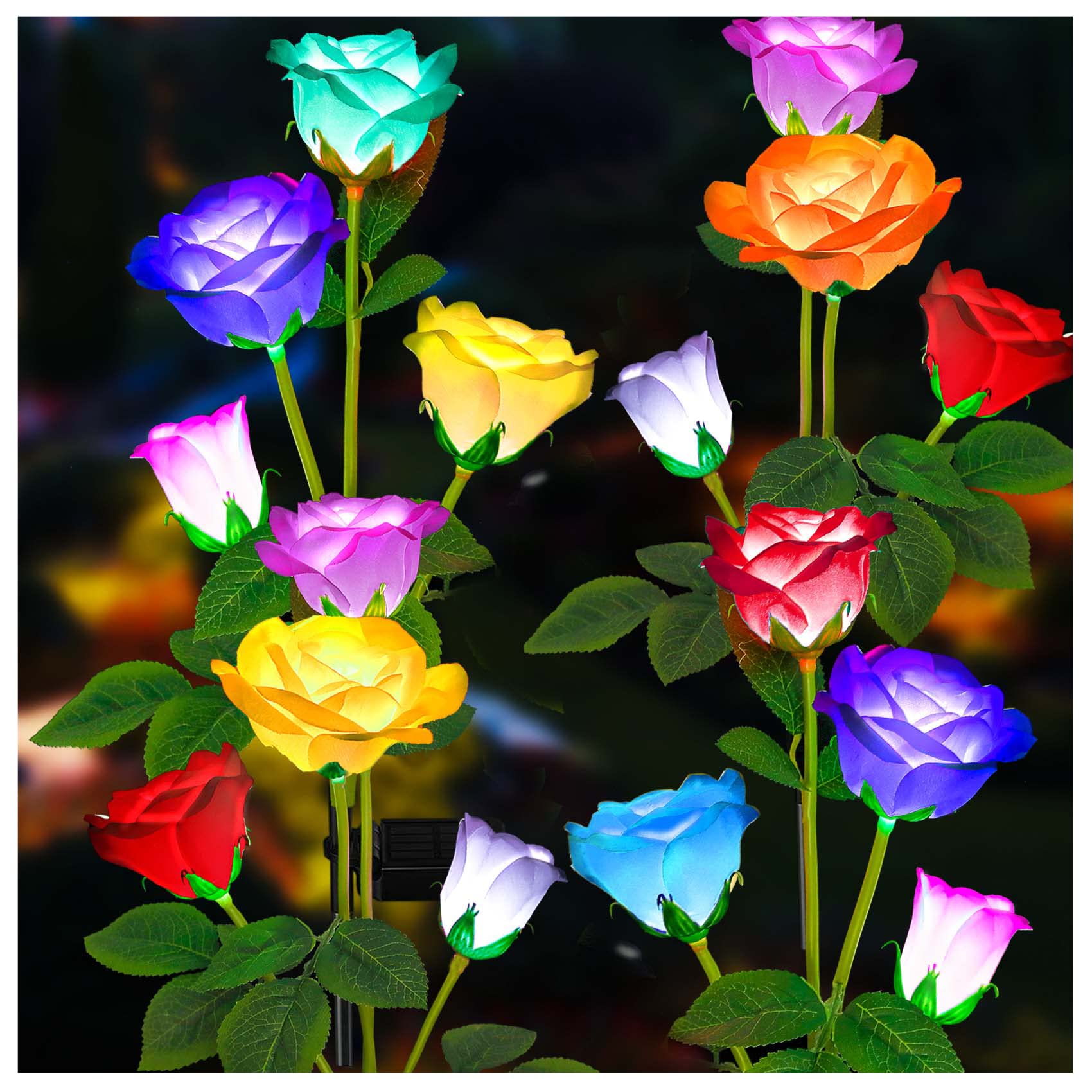 Tonulax Solar Garden Lights - Newest Version Solar Lights Outdoor, 7 Color Changing Rose Lights For Yard,Garden Decoration, Enla