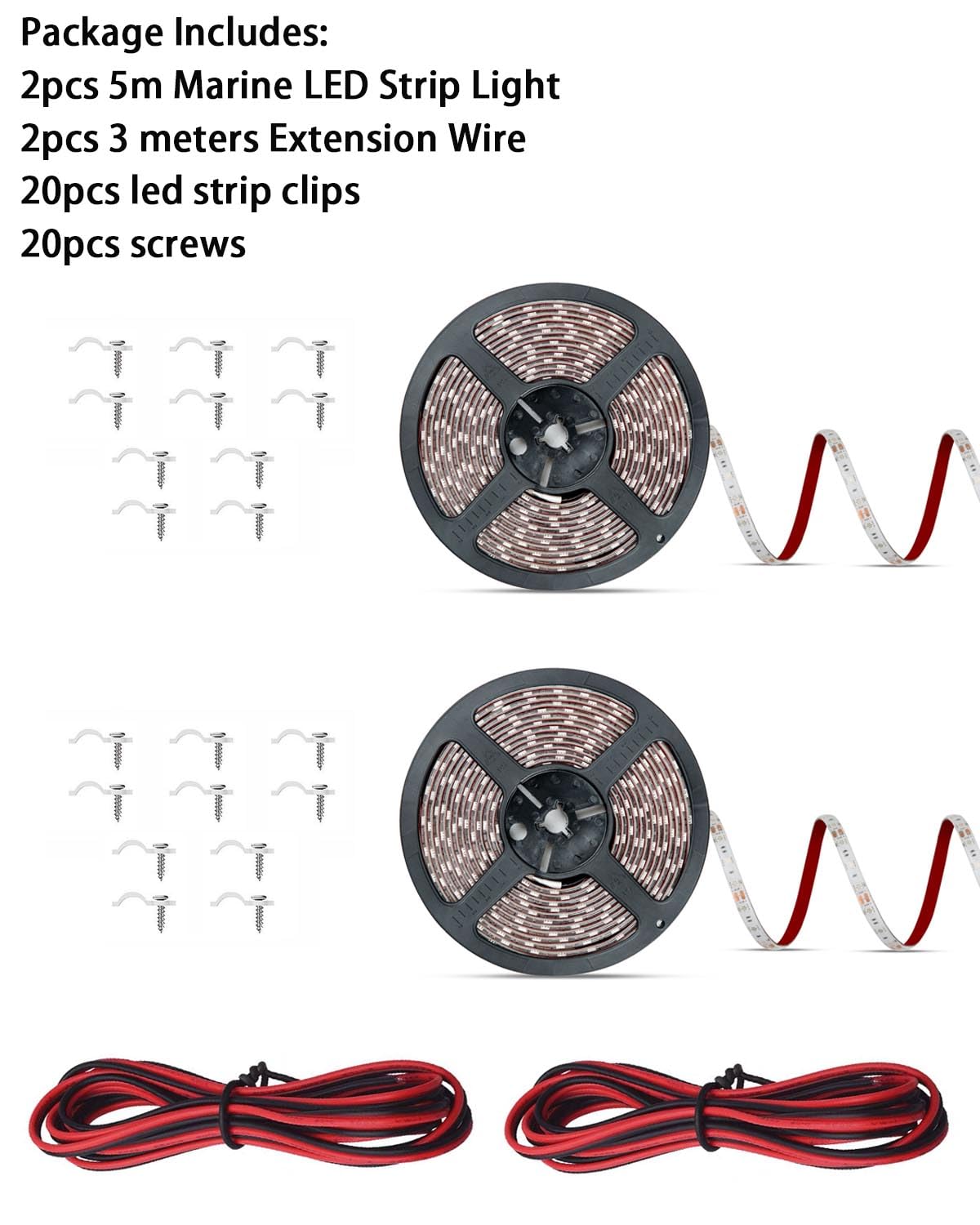 Seaponer Marine LED Strip Lights for Boats, 10m (32.8ft), Blue, Interior & Deck Lighting for Pontoon, Jon, Bass Boats, Kayak