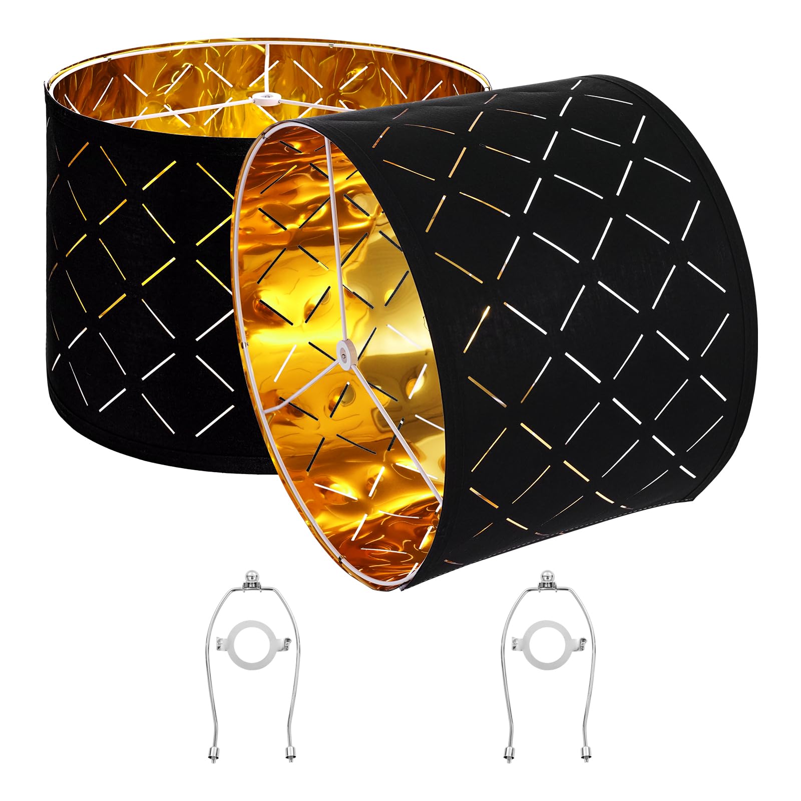 VEVOR Drum Lampshade Set, Black Diamond Design, 13inx13inx10in, Replacement for Table & Floor Lamps, Model heiselingxingloukong