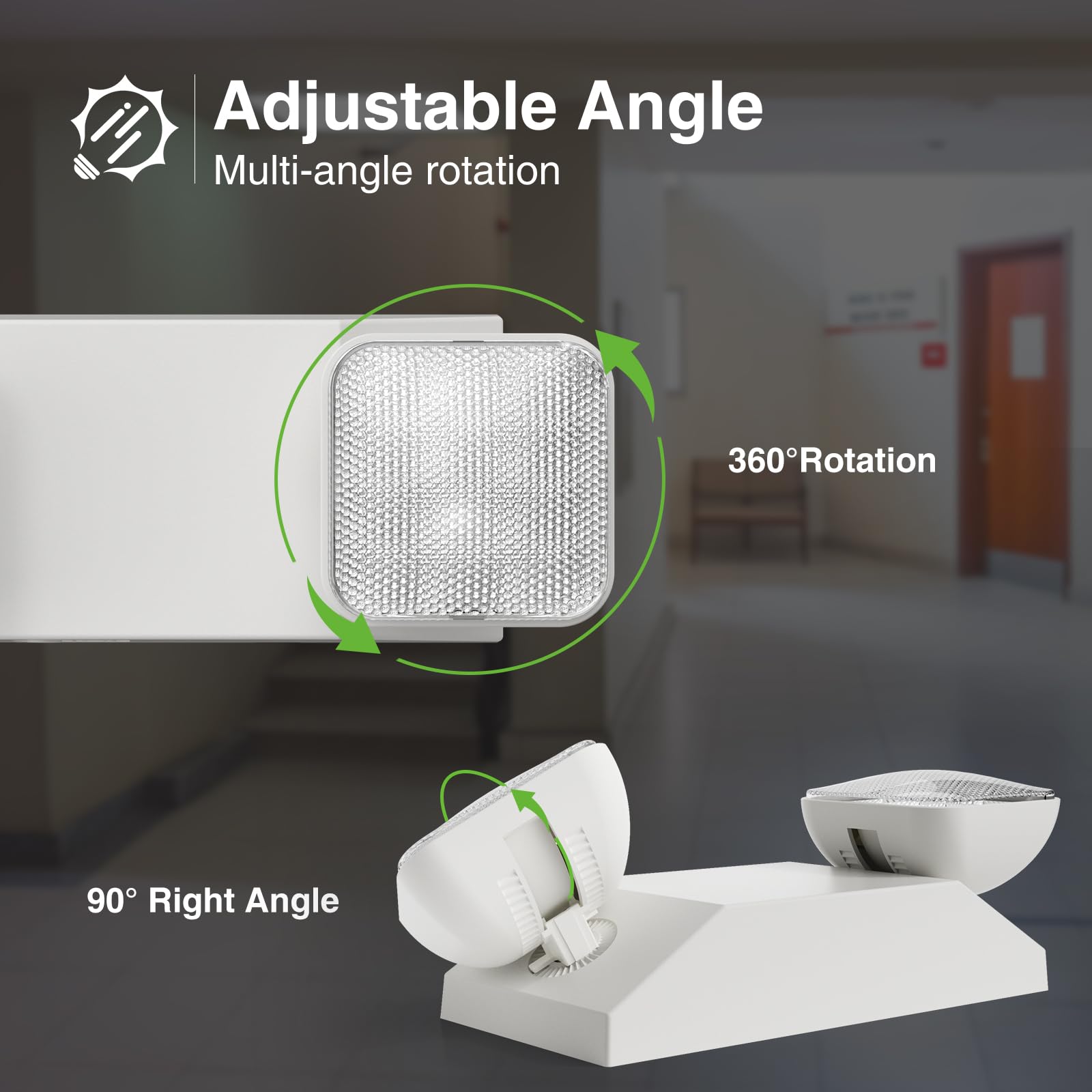 Freelicht 12 Pack Led Emergency Lights For Business, With Battery Backup, Two Head Adjustable Led Emergency Square Lighting, Ul 924 Certified,Ac 120-277V
