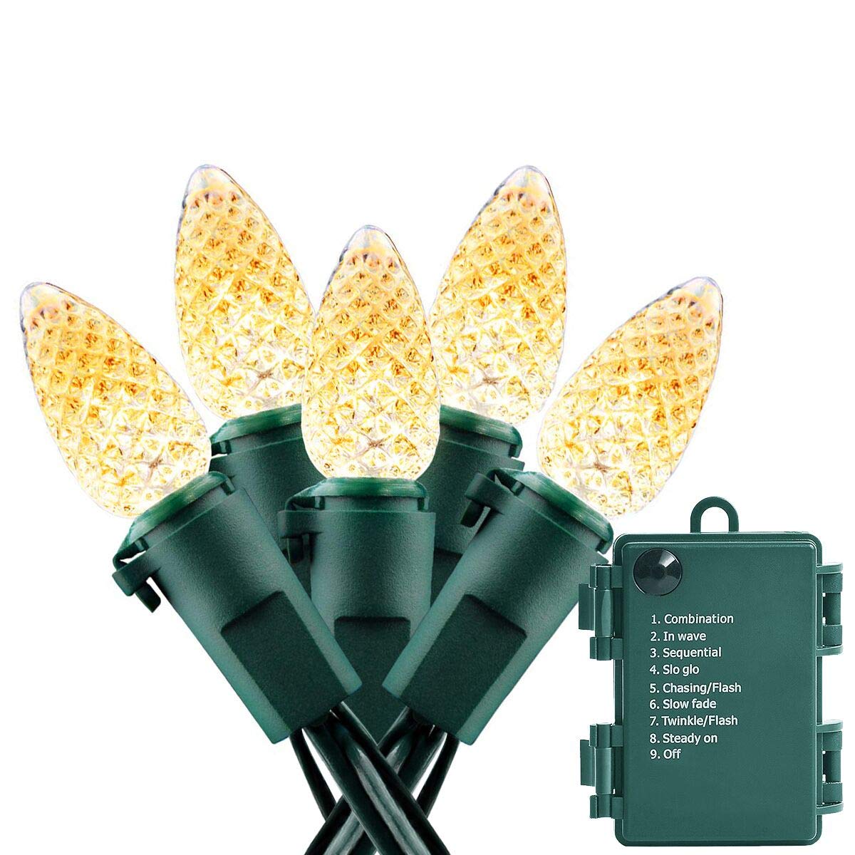 ASENEK Battery Operated String Lights - 18ft 50 LED C3 String Lights Christmas Lights Battery Powered String Lights for Indoor O