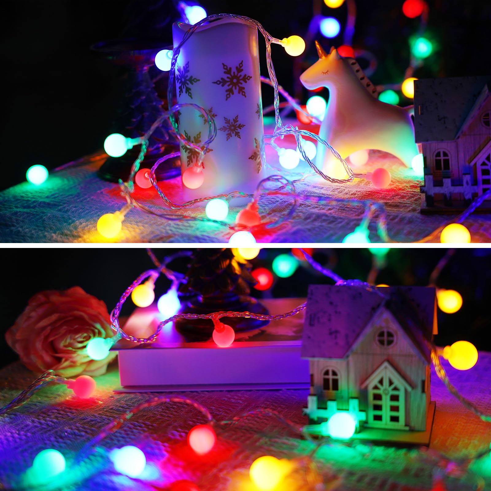 LORRYTE 100LED Connectable String Lights - 43ft Multicolor Fairy Lights with Remote, Waterproof Globe for Indoor/Outdoor Decor
