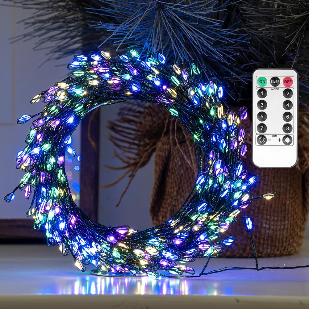 Zeluxdot 10Ft Waterproof Fire er Fairy Lights, 100 Leds, Multicolor With Remote, Green Wire For Indoor/Outdoor Decor
