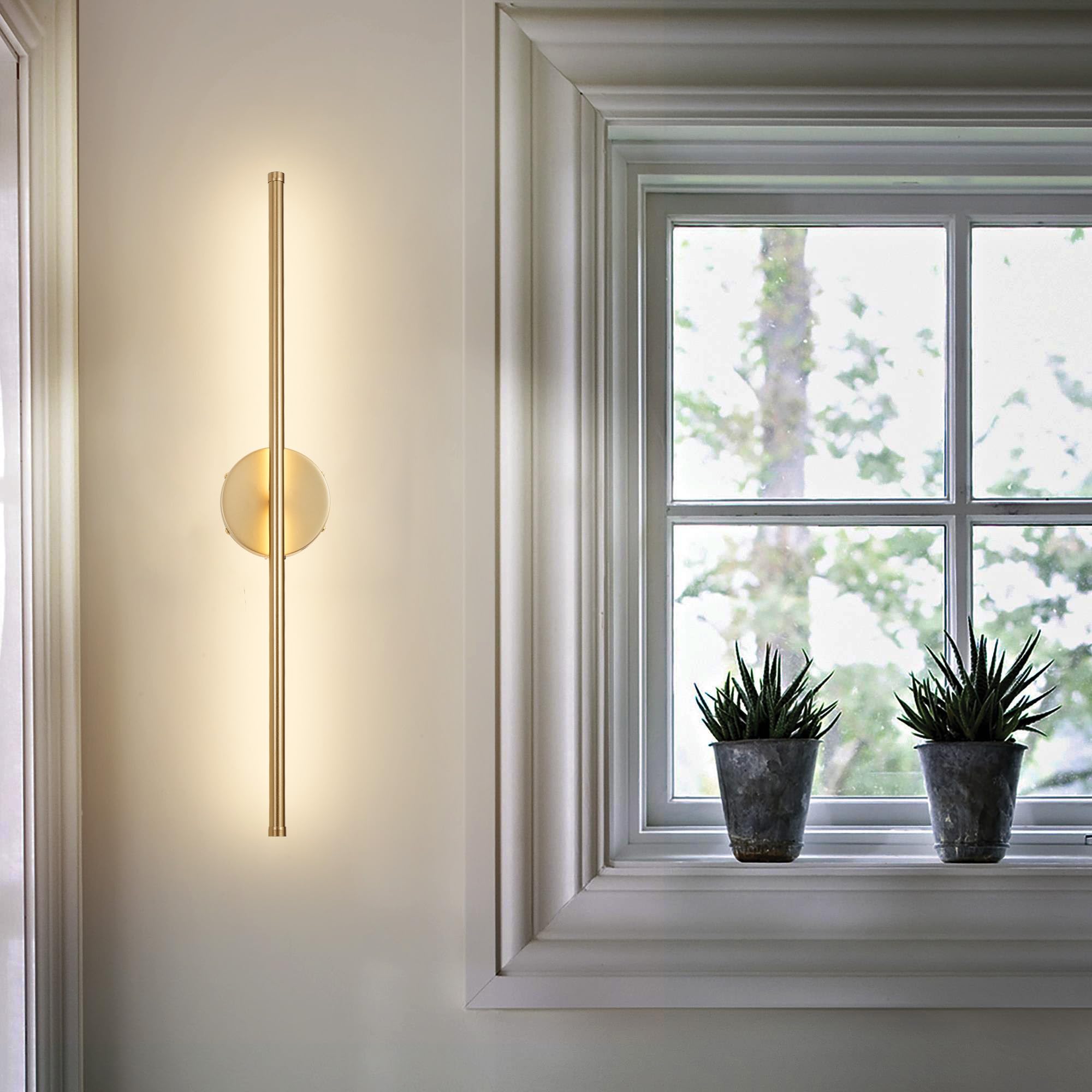 Kartoosh Battery Operated Wall Sconces  Dimmable Wall Sconces Set Of Two  350Rotate  3000K Led Gold Wireless Wall Light For Living Room  Bedroom  Hallway  32.2 Inch (2 Pack)